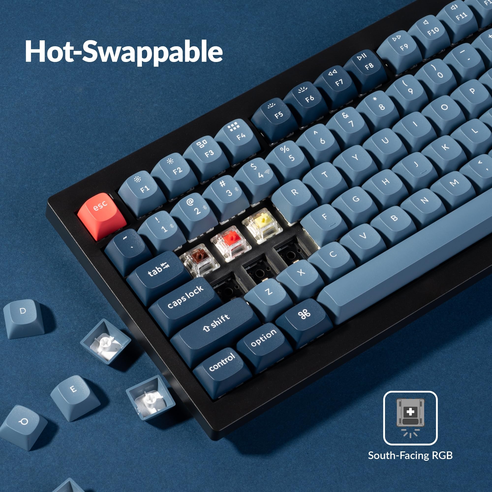 Keychron V1 Max 75% RGB Wireless Mechanical Keyboard - 2.4Ghz/Bluetooth 5.1/Wired, QMK/VIA Programmable, Hot-Swappable Gateron Jupiter Red Switch, Gasket Mount for Mac/Windows/Linux - Perfect for Gaming, Coding & Office Work