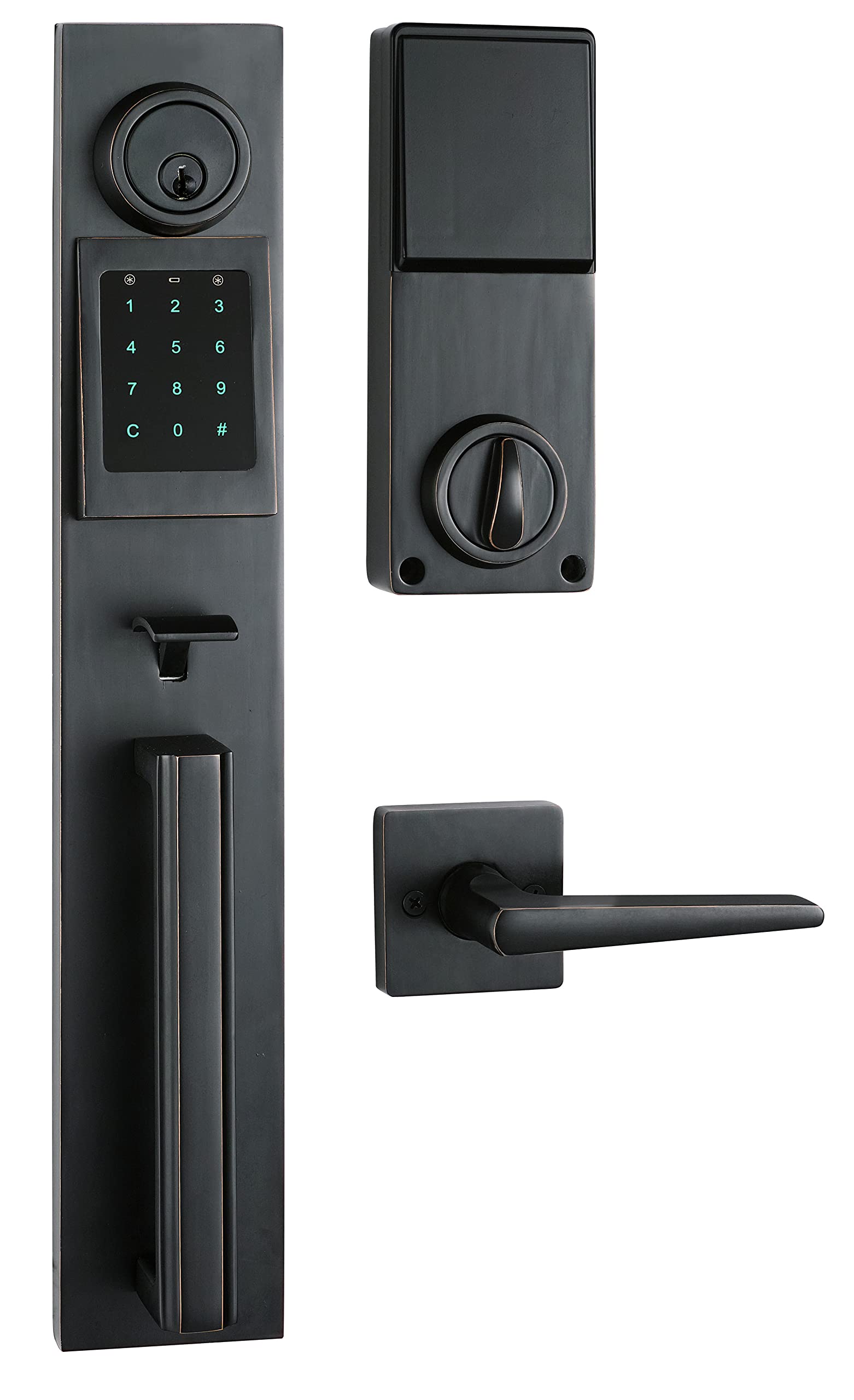 Smart Keyless Electronic Deadbolt Handleset - Secure & Convenient Keyless Entry for Front Doors - Perfect for Home, Office & Vacation Rentals