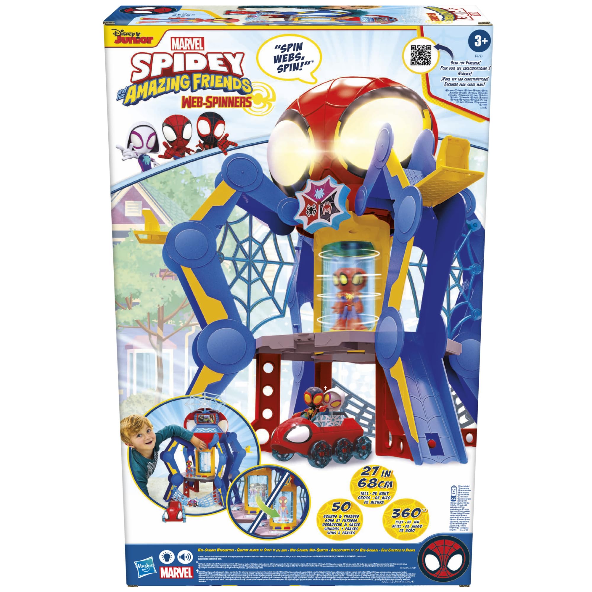 Spidey and His Amazing Friends Web-Spinners Web-Quarters Playset - Marvel Superhero Action Figure Toy Set with Vehicle & Accessories for Kids Ages 3+ | Pretend Play, Birthday Gift, Superhero Adventure Roleplay