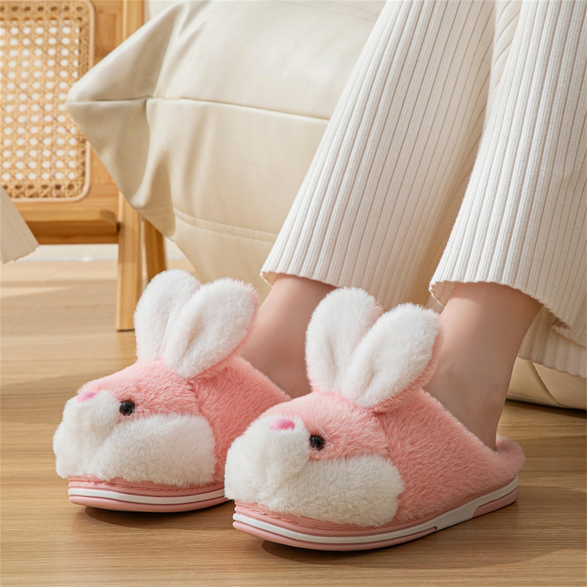 LANFIRE Women's Fuzzy Rabbit Slippers - Cozy Plush Winter House Shoes for Indoor Comfort, Warm & Soft Cotton Slippers for Women - Perfect for Lounging at Home, Gift for Her