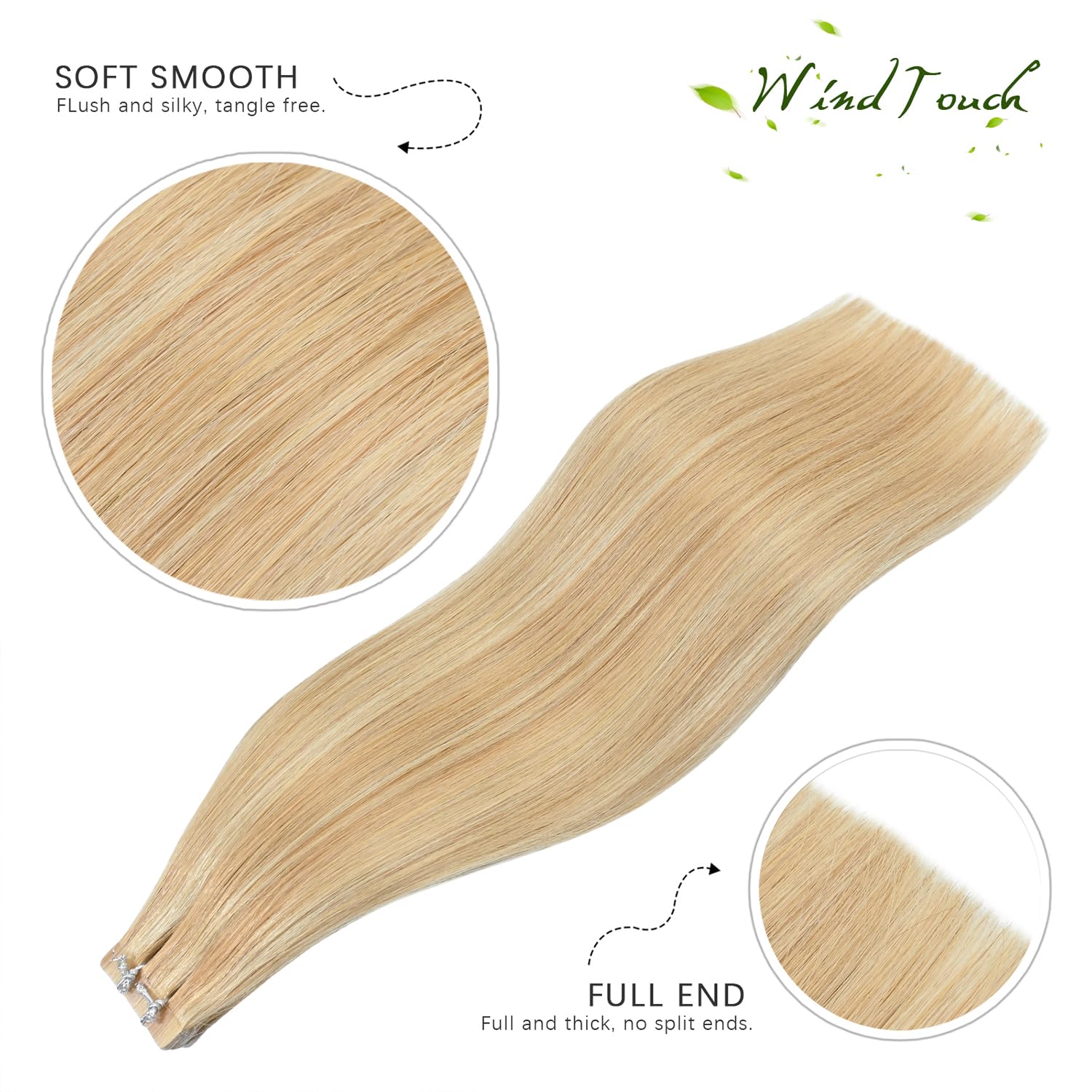 Tape in Hair Extensions for Women - 20PCS 50g 20Inch Real Human Hair Extensions in Balayage Ombre Honey Blonde to Bleach Blonde (#27P613) - Perfect for Daily Styling, Parties & Special Occasions