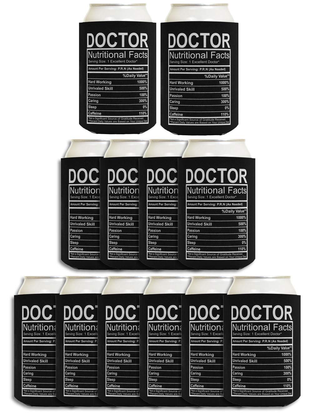 Funny Doctor Gifts - 12-Pack Can Coolers with Nutritional Facts Design | Perfect Gag Gift for Medical Professionals | Great for Hospitals, Clinics & Medical Office Parties