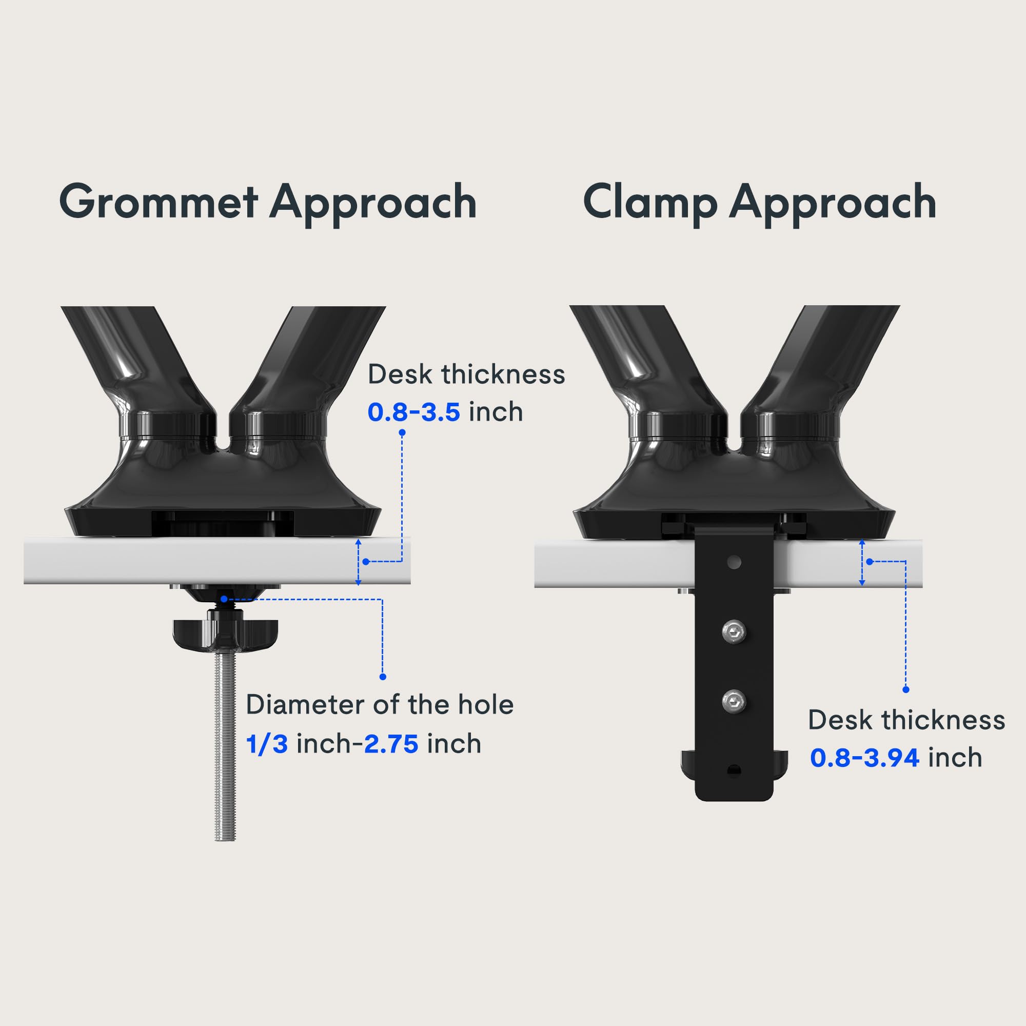 FlexiSpot Adjustable Dual Monitor Stand - Spring Monitor Arm Desk Mount Holds 10-27