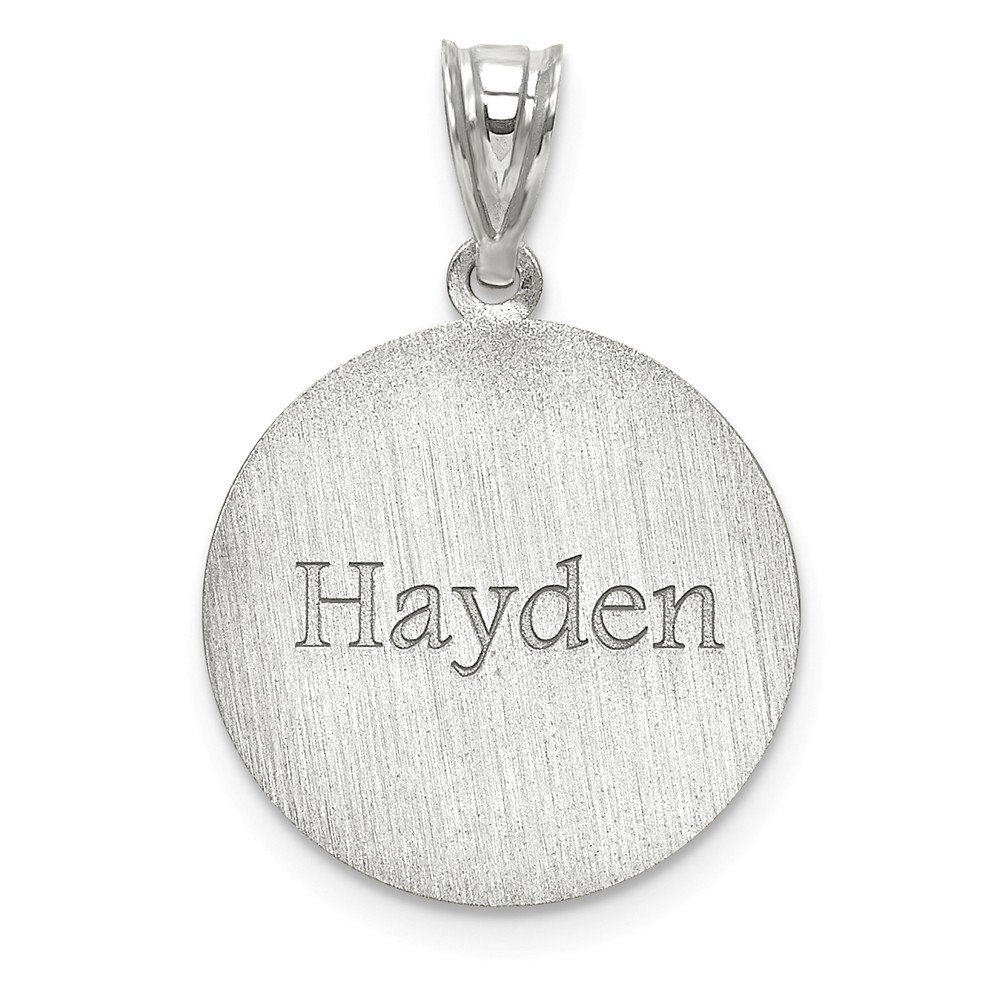 14K Solid White Gold Laser Engraved Basketball Number & Name Pendant Charm - Perfect for Gifts, Jewelry Customization & Sports Fans