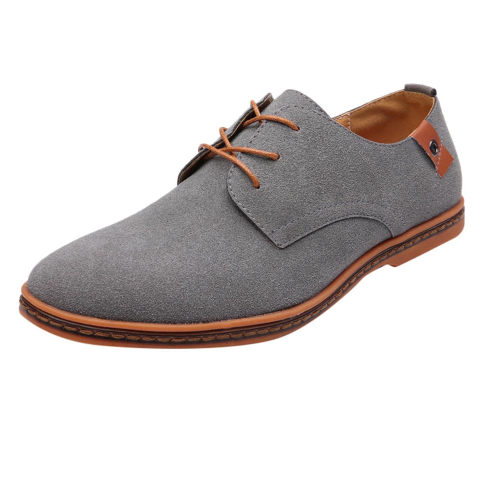 Men's Casual Leather Oxford Shoes - Breathable Lace-Up Business & Dress Shoes for Men - Low Profile Slip-On Comfortable Footwear for Office, Wedding & Formal Occasions