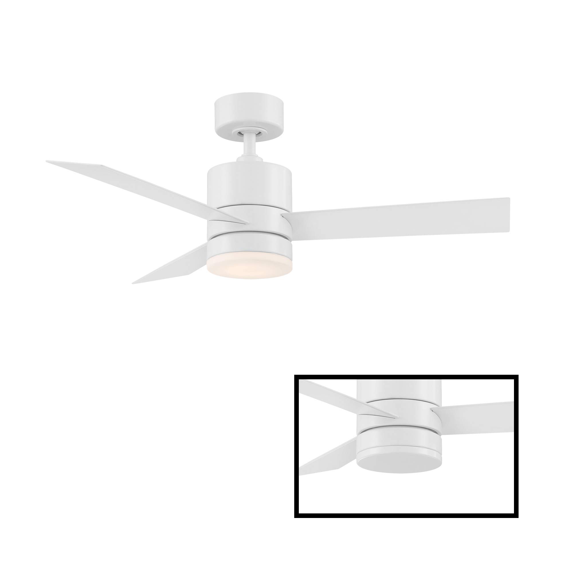 Smart 44in 3-Blade Ceiling Fan with LED Light Kit & Remote Control, Matte White, 2700K, Alexa & Google Assistant Compatible, Ideal for Living Room, Bedroom, and Patio