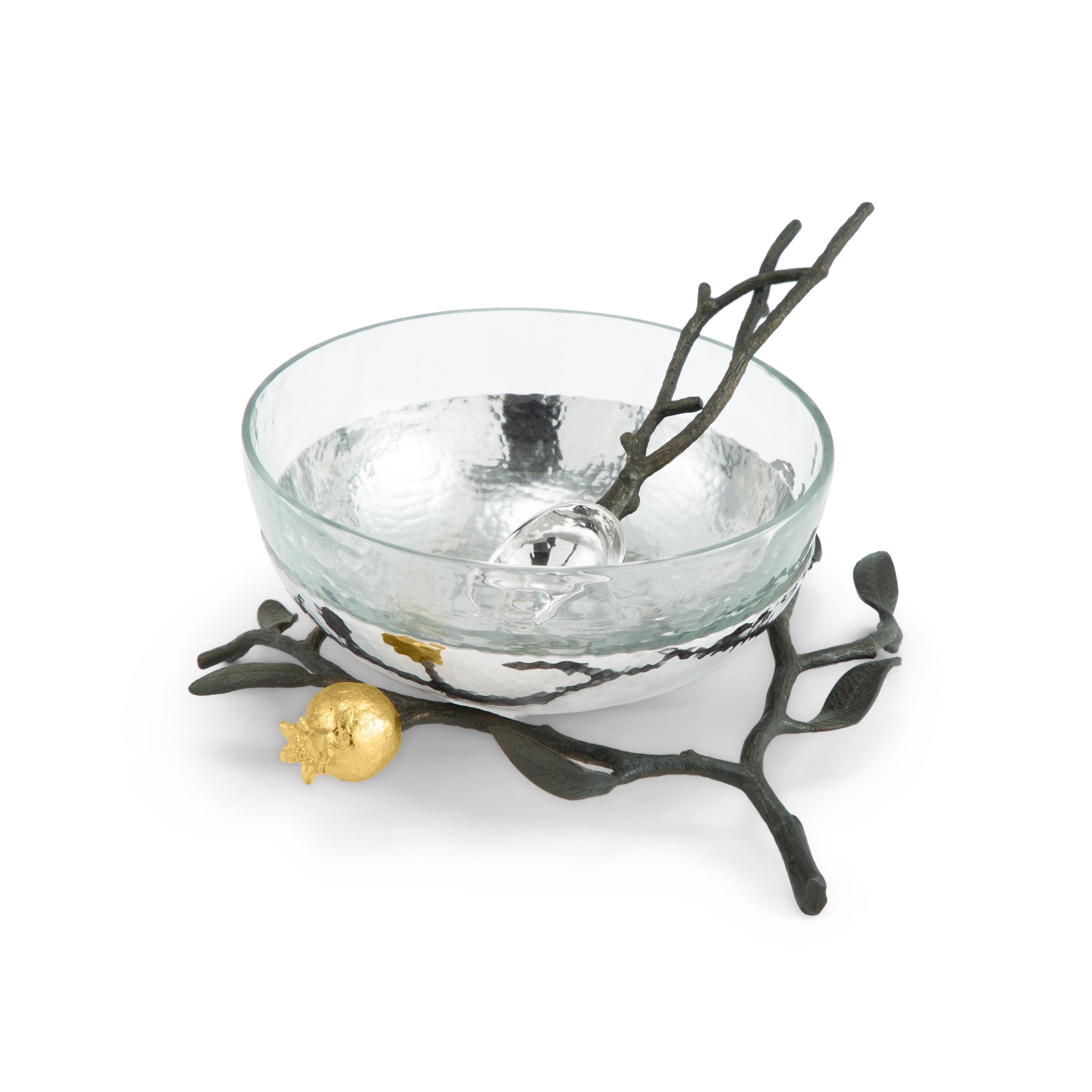 Premium Pomegranate Glass Bowl with Spoon - Elegant Serving Dish for Desserts, Salads & Snacks - Perfect for Parties, Dining & Home Decor