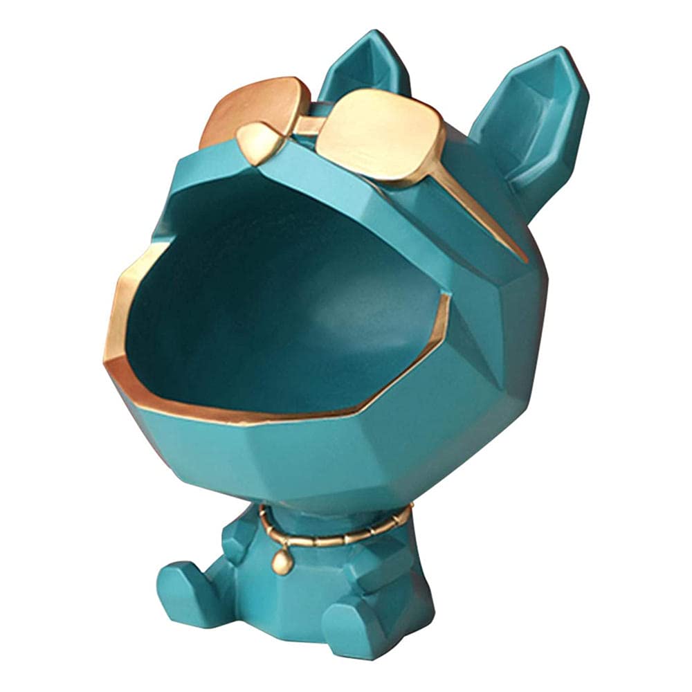 Bulldog Storage Box - Resin Statue Sculpture for Keys, Candy, Jewelry & Home Decor | Durable Organizer with Vintage Design - Perfect for Living Room, Bedroom & Office Display (Green)