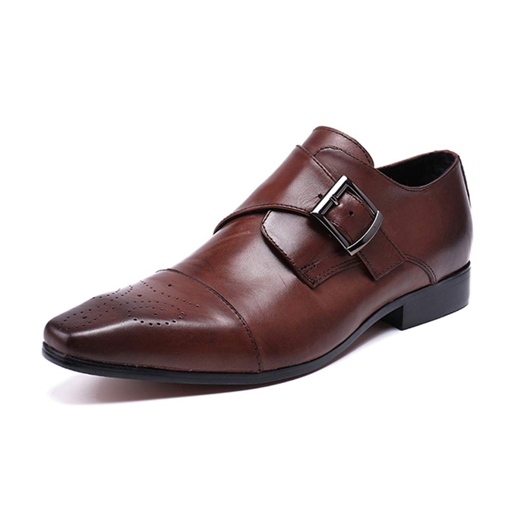 Premium Men's Monk Strap Dress Shoes - Genuine Leather Business & Wedding Footwear - Brown Size 39/UK 6.5/US 7 - Perfect for Formal Events, Office Wear & Special Occasions