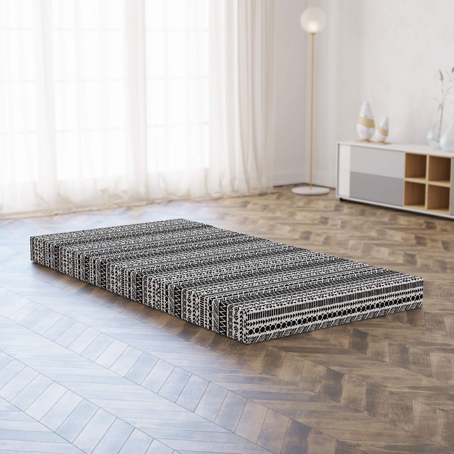 Ambesonne Trippy Foldable Mattress - Aztec Mystic Design, 74.8