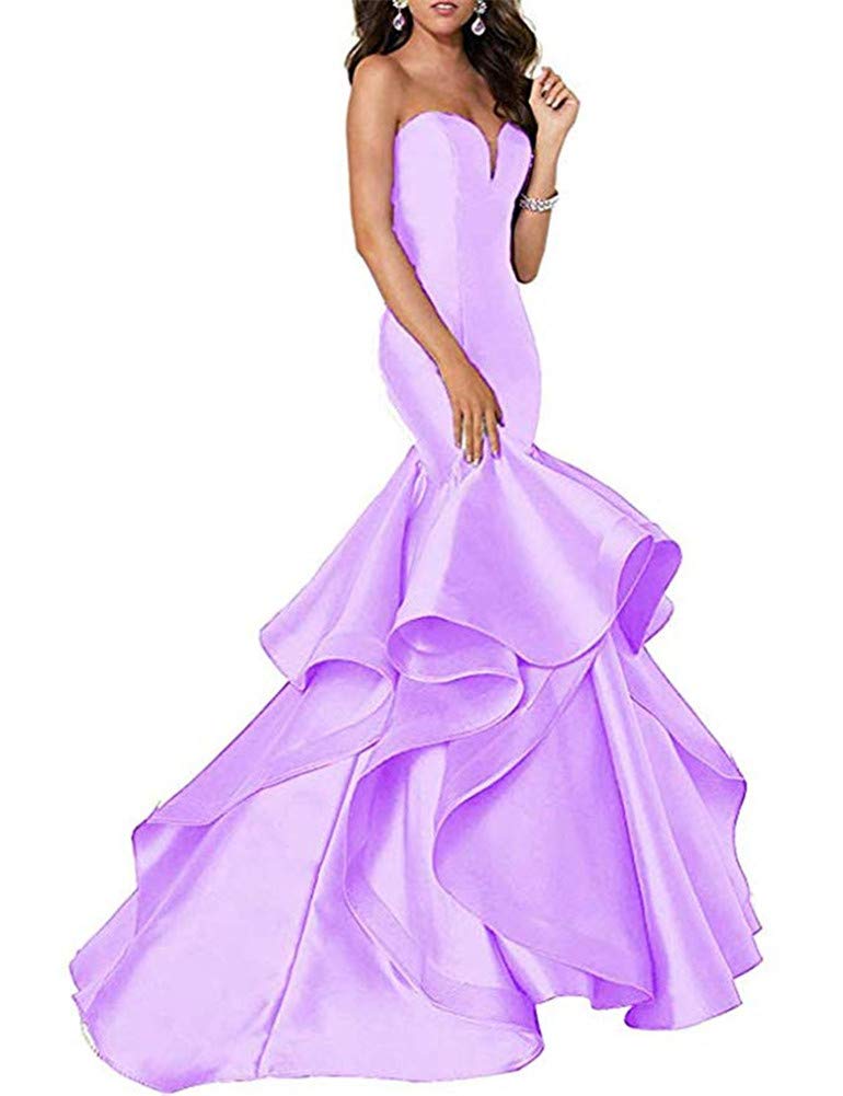 AI Maria Women's Mermaid Prom Evening Party Dresses - Elegant Tiered Formal Gown for Homecoming, Wedding Guest & Special Occasions