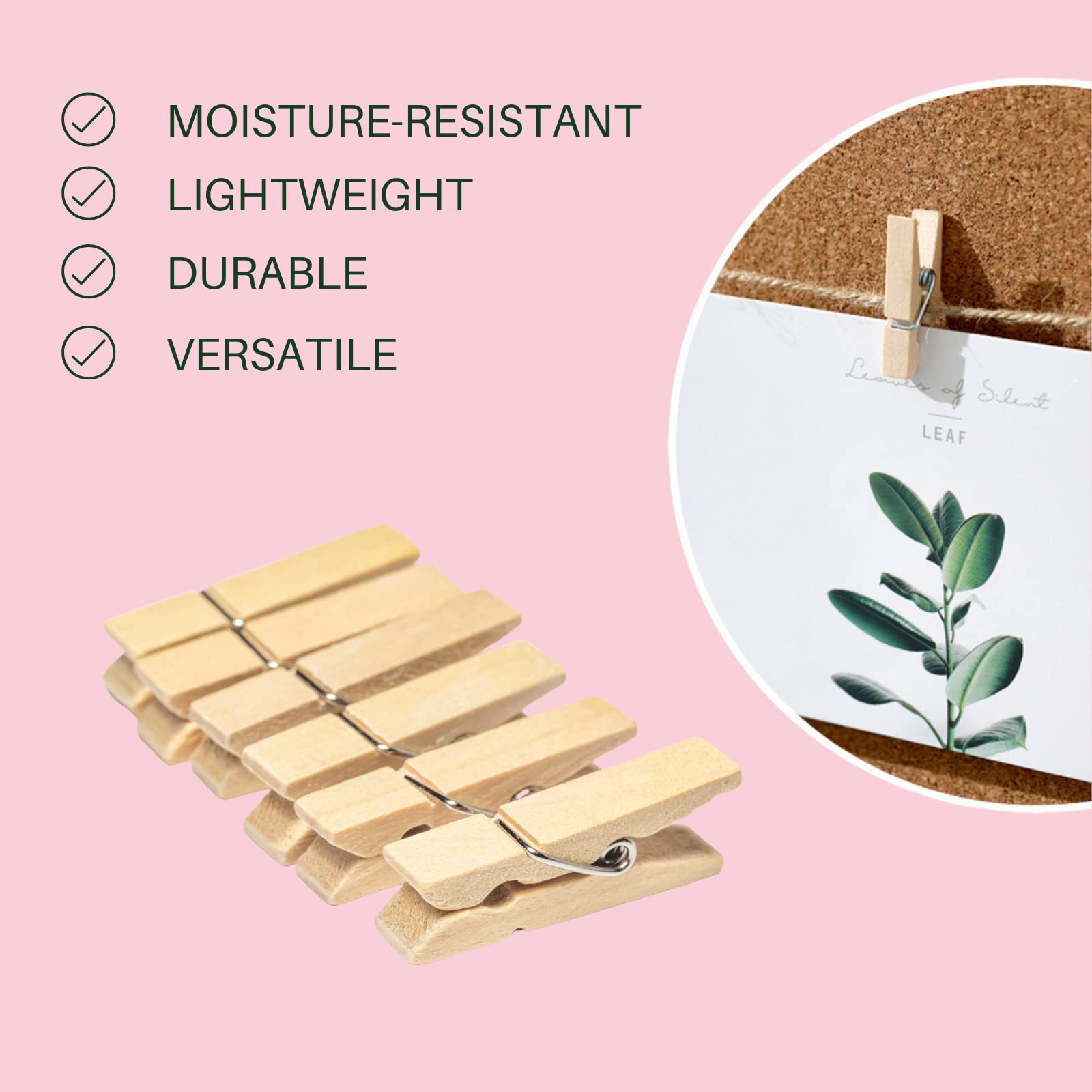 100-Piece Mini Wooden Clothespins with Storage Bag - Small Clips for Hanging Photos, DIY Crafts, Baby Shower Decor, Artwork Display & Laundry - Perfect for Home Organization & Creative Projects
