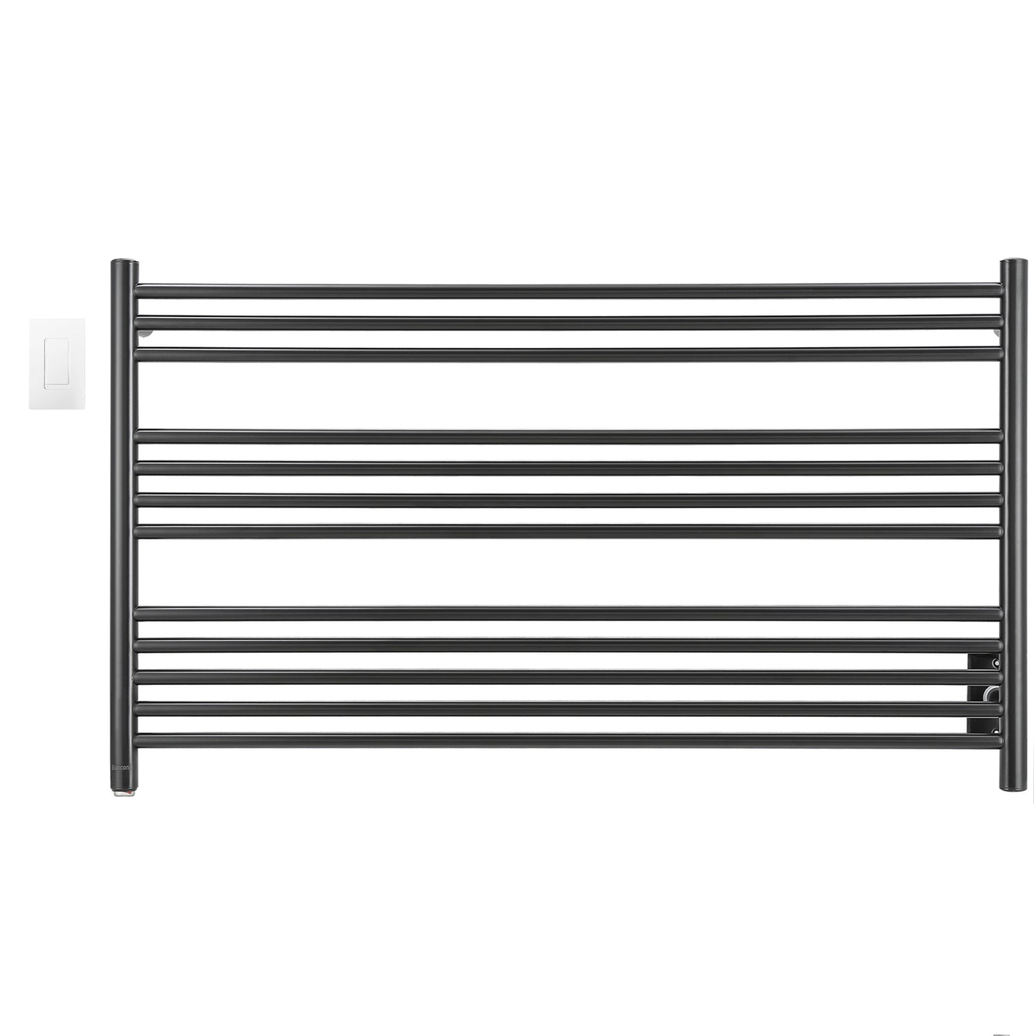 Ancona Amplia Dual 12 Bar Hardwired & Plug-in Heated Towel Warmer - Matte Black with WiFi Timer - Perfect for Bathroom, Spa & Luxury Home Use