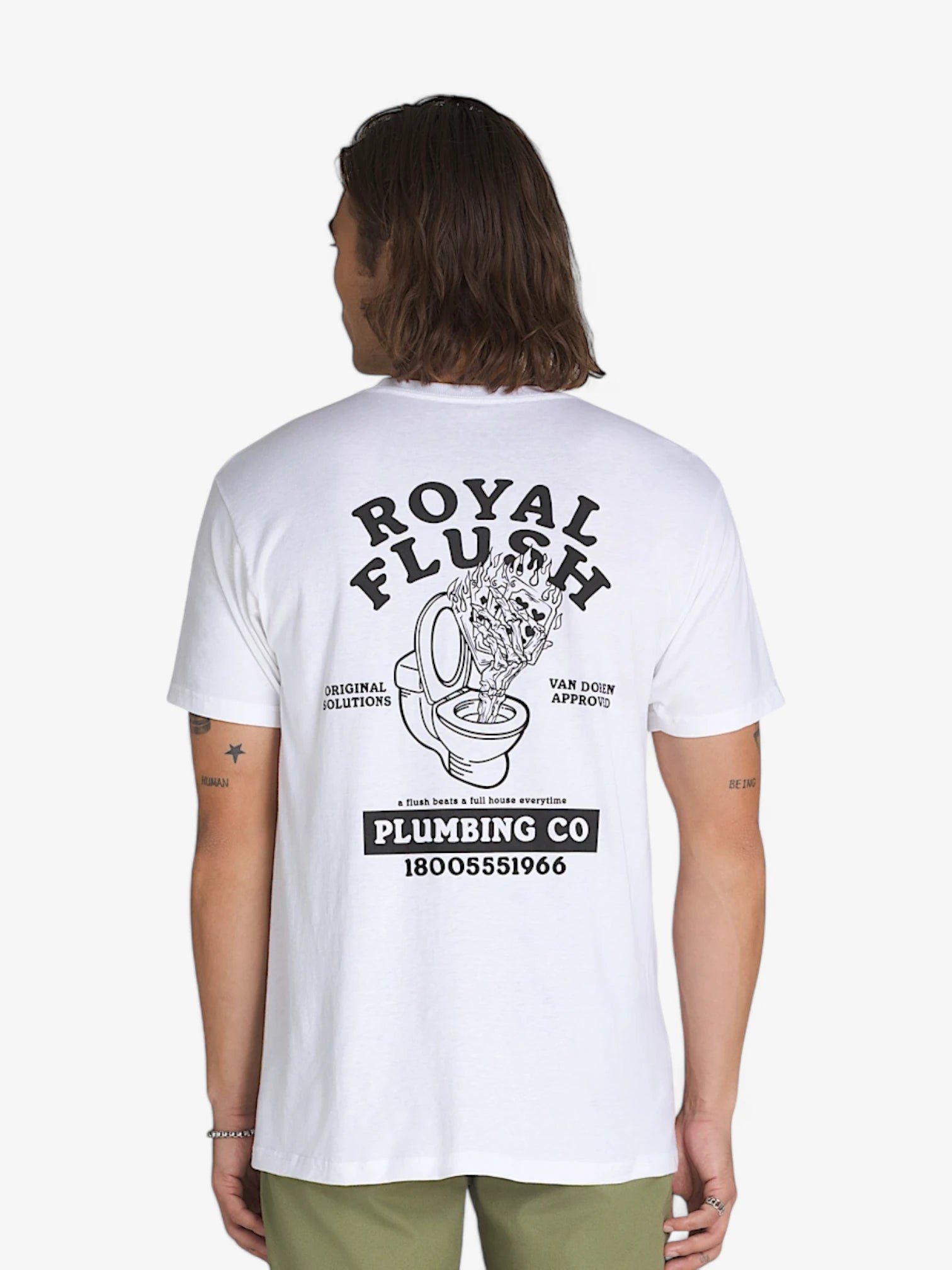 Vans The Royal Flush Short Sleeve T-Shirt - White Cotton Graphic Tee for Men | Casual Streetwear & Skate Style Outfits
