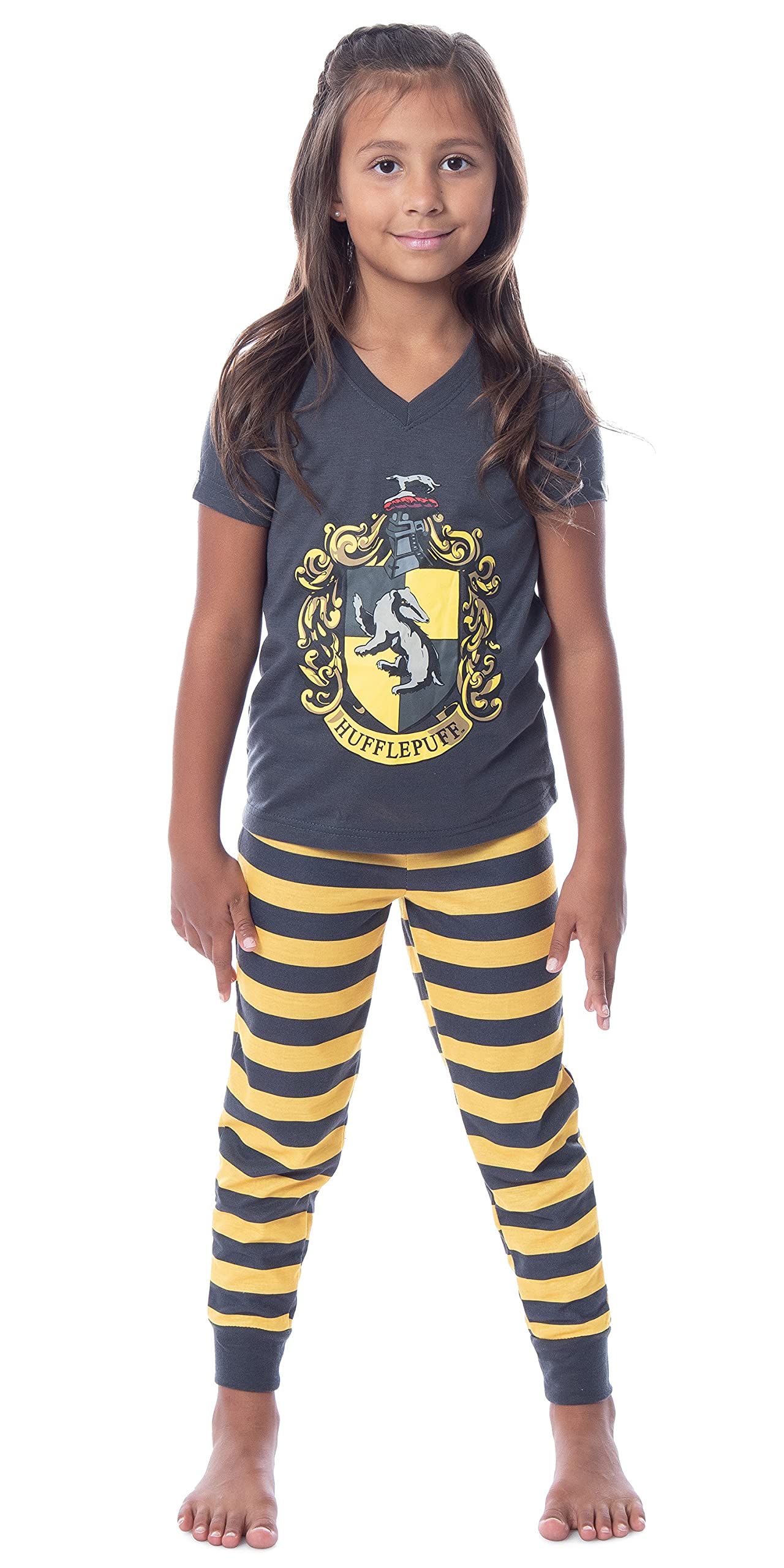 Harry Potter Hogwarts House Crest Jogger Pajama Set for Women - Gryffindor, Slytherin, Hufflepuff & Ravenclaw - Cozy Sleepwear for Potterheads & Movie Nights