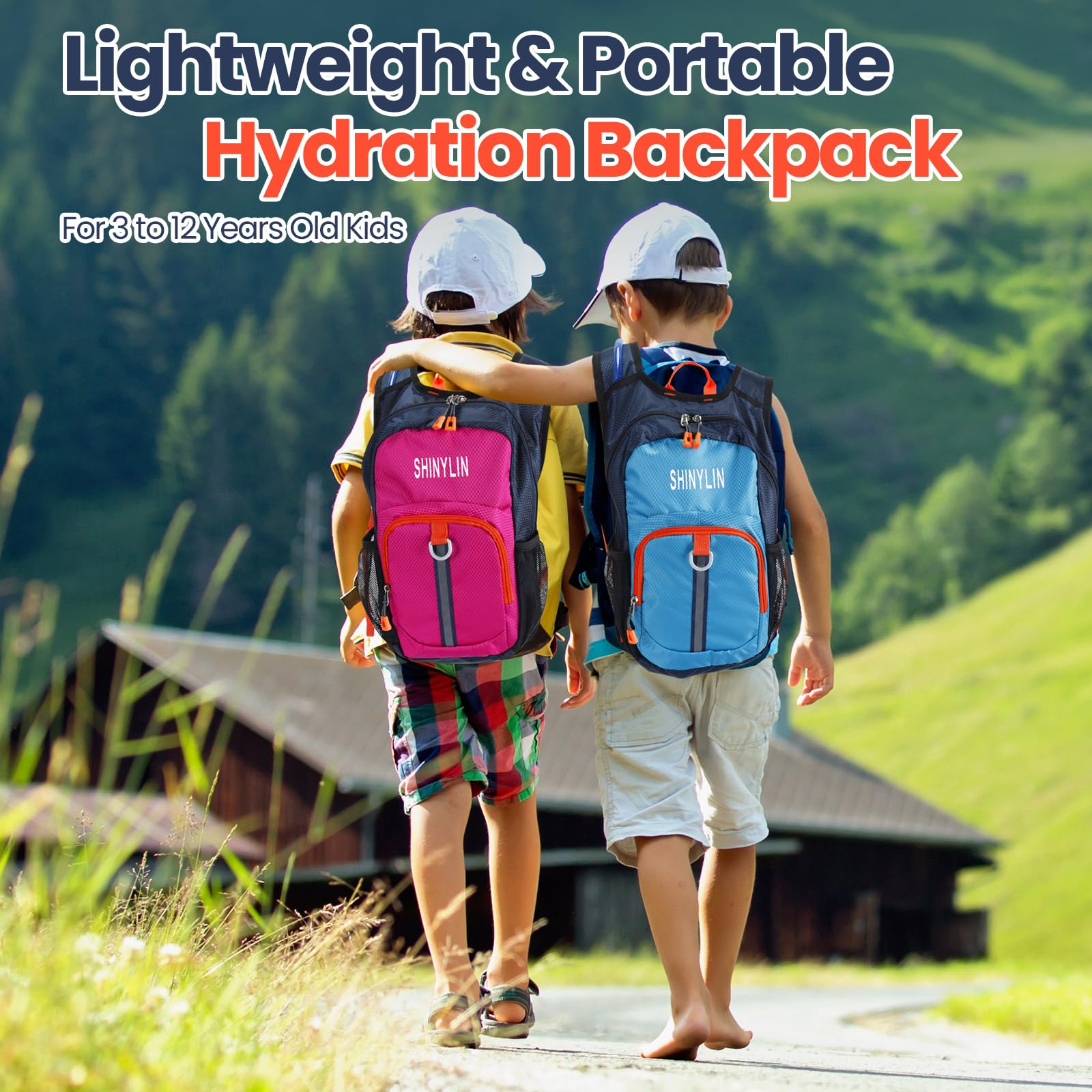 2 Pack Kids Hydration Backpack with 1.5L Leakproof Water Bladder - Lightweight Hiking Backpack for Boys & Girls - Perfect for Running, Climbing, School & Outdoor Adventures