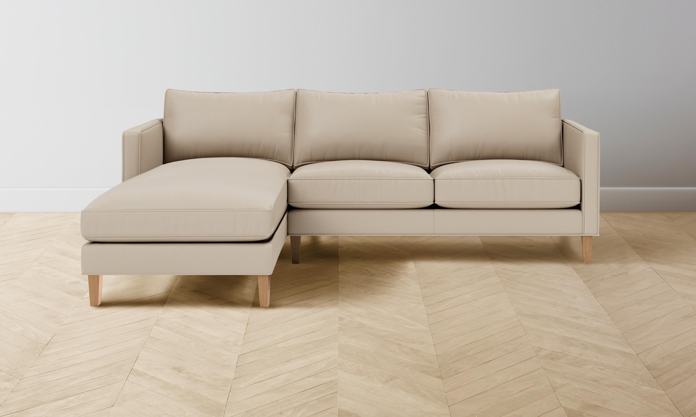 Premium Crosby Sectional Sofa with Pebbled Leather Upholstery in Stone Color - Perfect for Living Room, Lounge & Home Theater Seating
