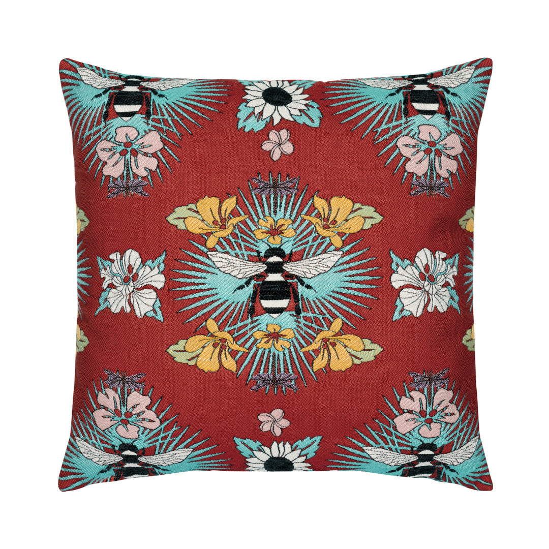 Tropical Bee Print Square Pillow Cover - Soft Decorative Throw Pillow for Indoor Outdoor Sofa, Bed, Patio - Home Decor Cushion for Living Room, Bedroom, Porch