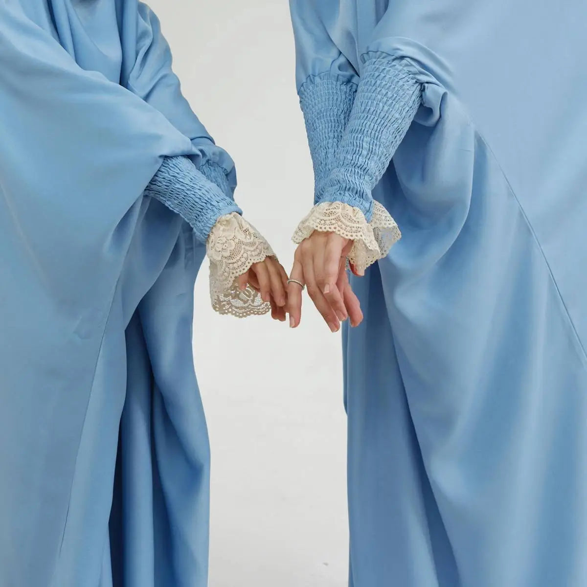 Elegant Satin Lace Cuffs Overhead Jilbab Abaya Prayer Dress for Women - Modest Islamic Clothing for Prayer, Mosque & Special Occasions