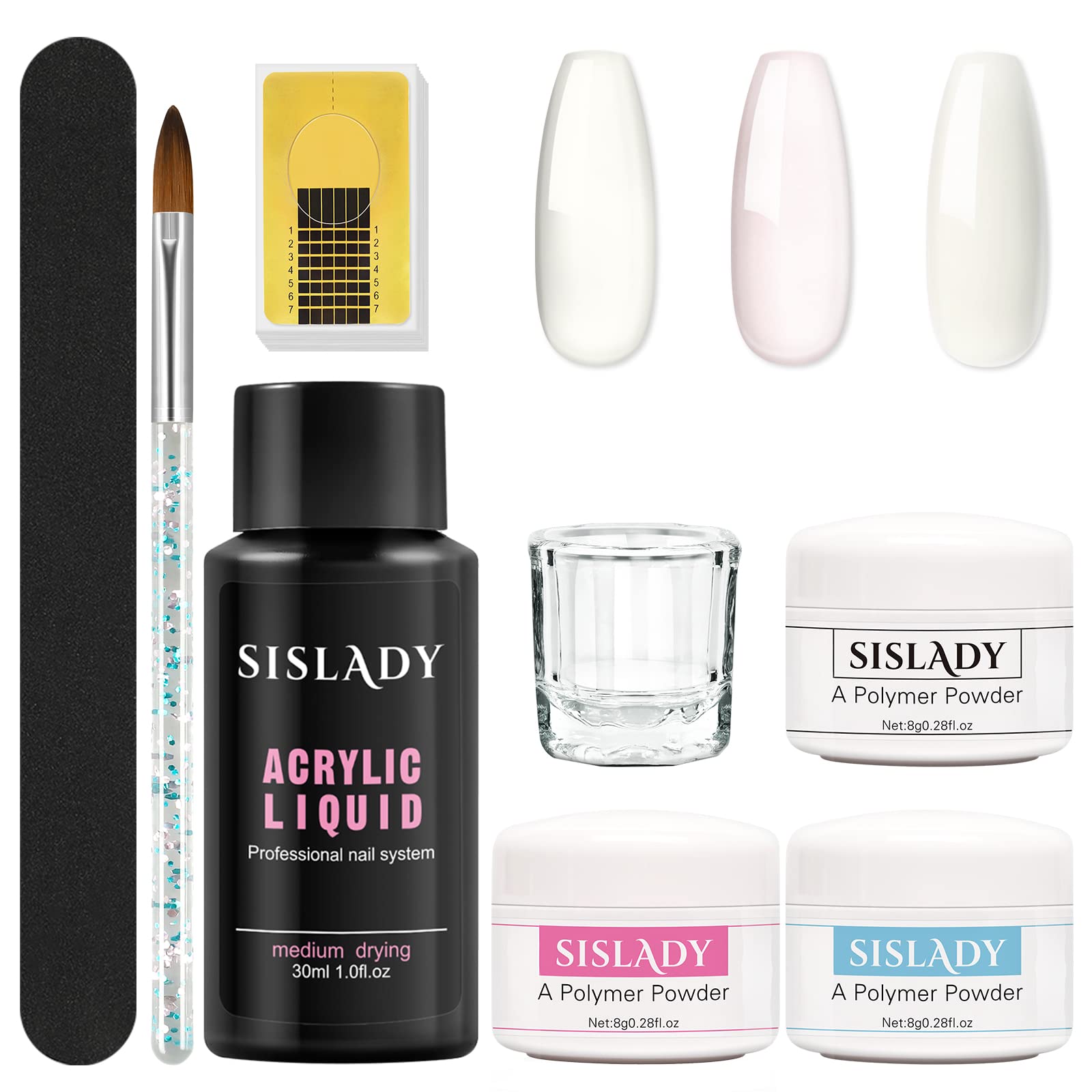 Professional Acrylic Nail Kit for Beginners - Clear Pink & White Acrylic Powder with 30ml Liquid for Nail Extensions & Manicures | Perfect for Home Salon, DIY Nail Art & Professional Nail Technicians