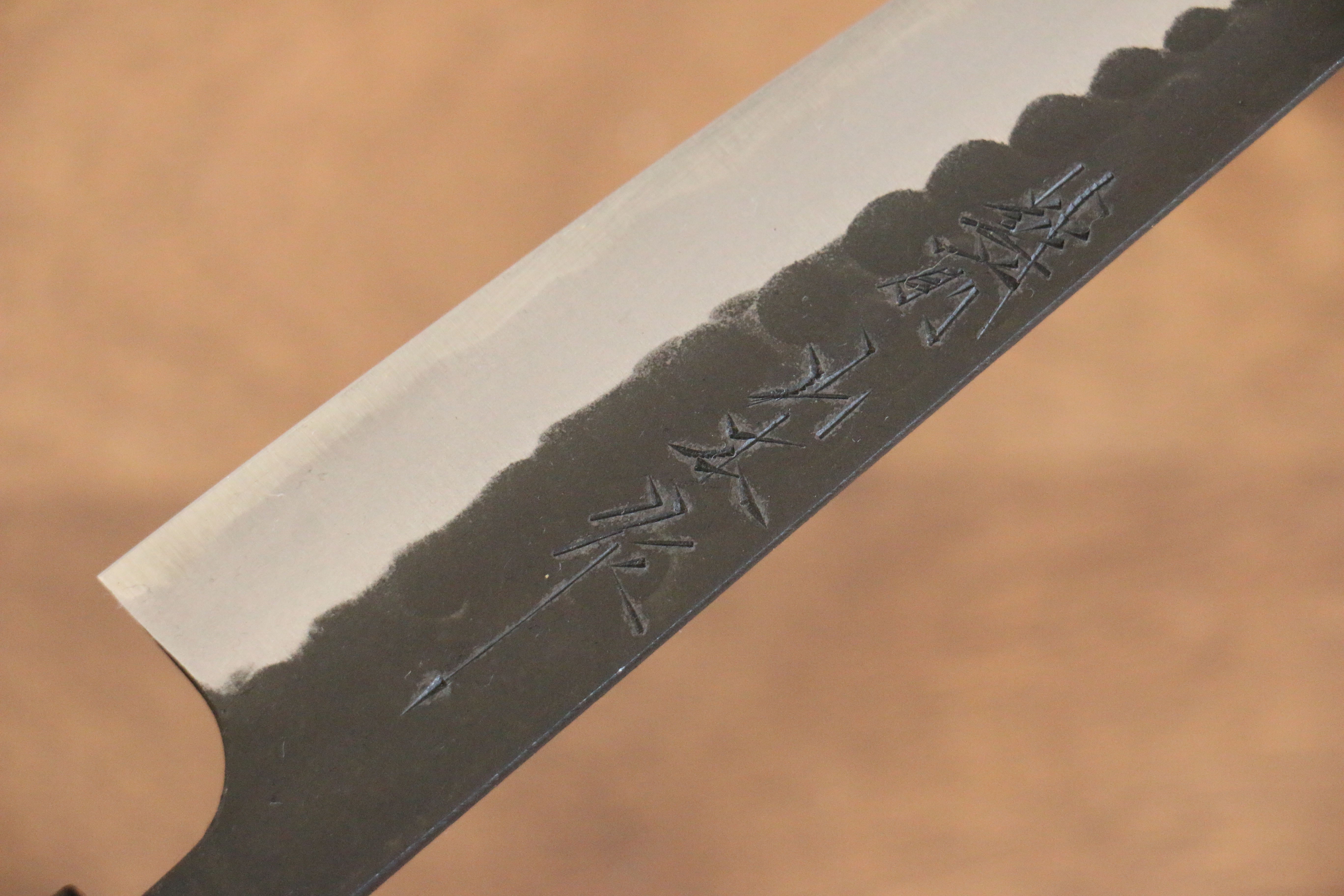 Premium Nao Yamamoto Blue Steel Kurouchi Hammered Petty Knife 140mm - Walnut Handle Japanese Utility Knife for Slicing, Chopping & Precision Kitchen Tasks