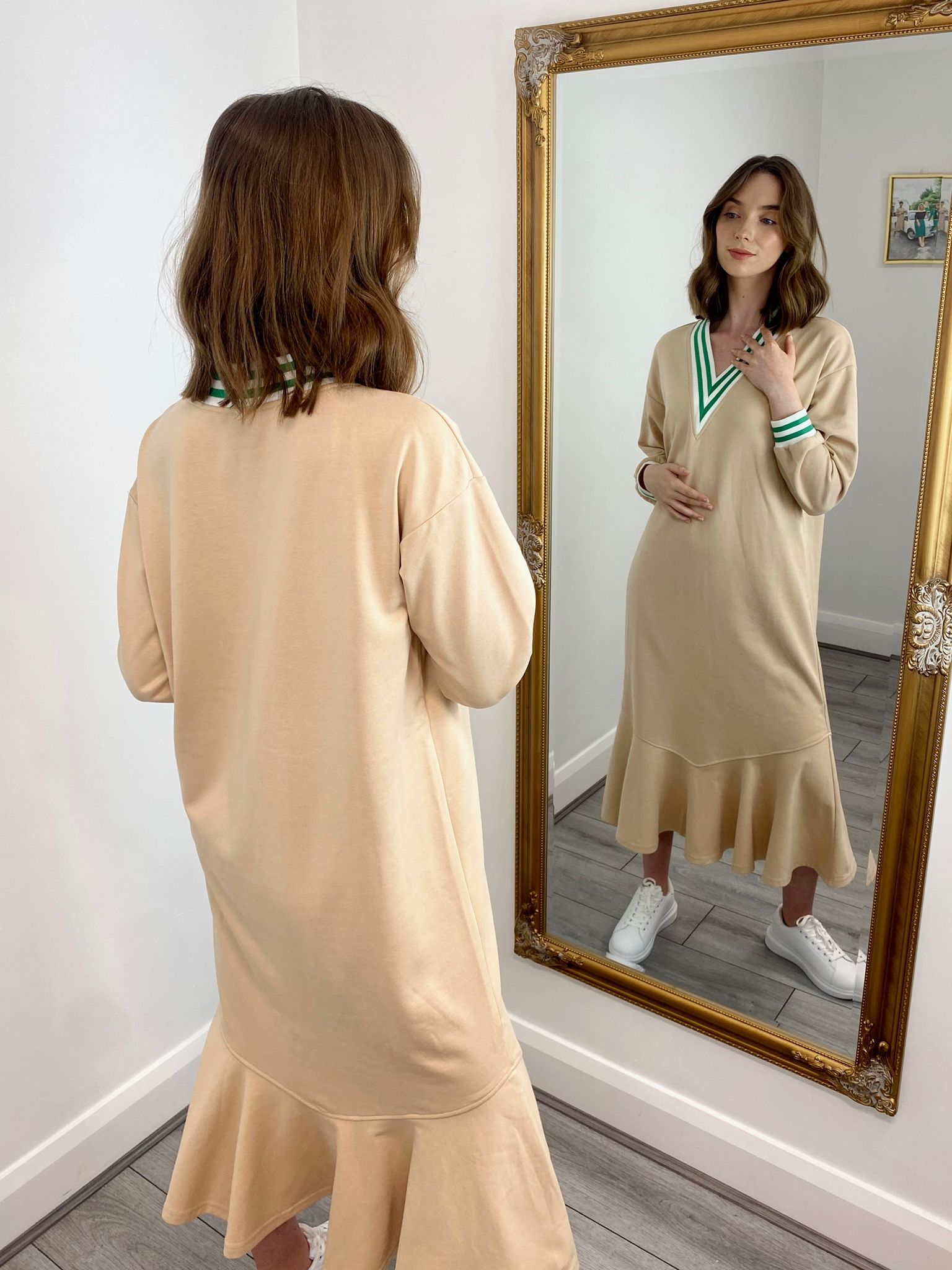 Frida Dress in Beige - Elegant Flowy Midi Dress for Women | Perfect for Summer Outfits, Beach Vacations & Date Nights