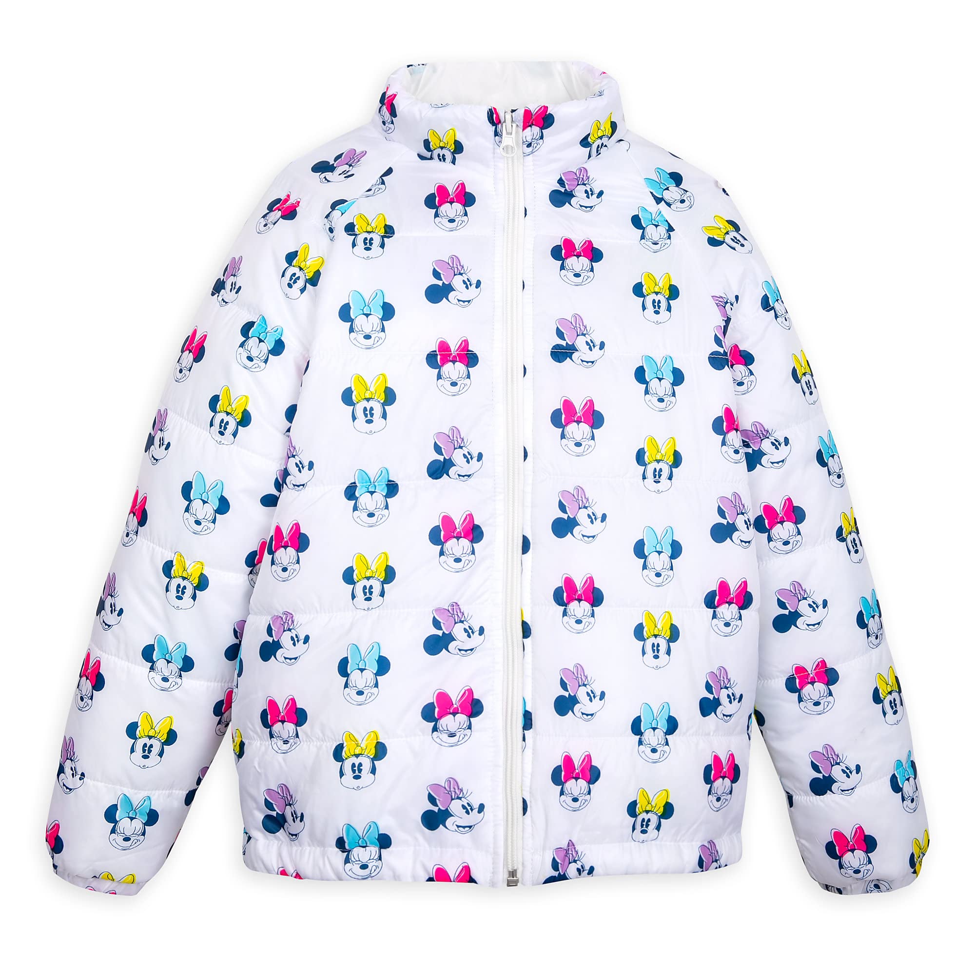 Disney Minnie Mouse Puffy Jacket for Girls - Warm Winter Coat with Hood, Cute Cartoon Character Design for Kids Outerwear - Perfect for School, Playdates & Outdoor Activities