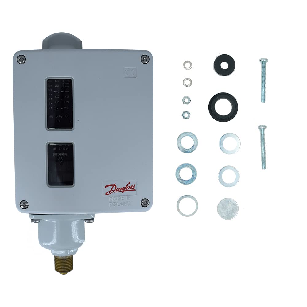 Danfoss RT 121 Low Air Pressure Switch (0.09-0.4 bar) for Refrigeration Compressors, HVAC Systems & Steel Plants - Reliable Protection for Industrial Equipment (Pack of 1)