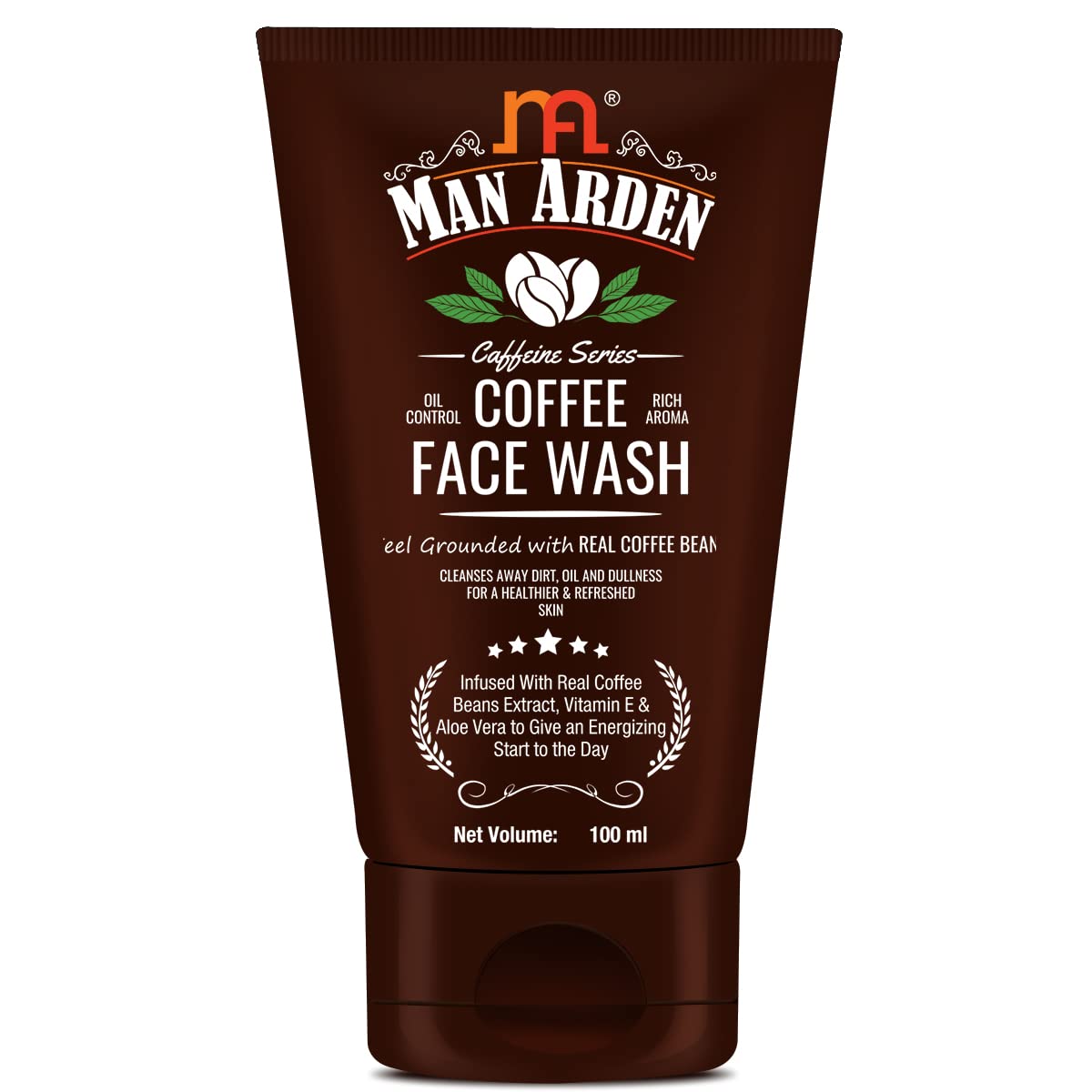Man Arden Coffee Face Wash - Sulfate & Silicone Free, Paraben Free Cleanser for Men (100mL) - Deep Cleansing & Exfoliating for Oily & Acne-Prone Skin