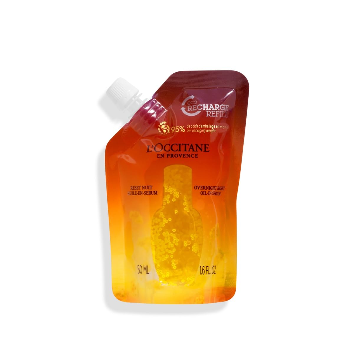 L'Occitane Immortelle Overnight Reset Oil-in-Serum Refill 1.6 oz | Anti-Aging Night Face Serum for Dry Skin | Perfect for Nighttime Skincare Routine & Travel