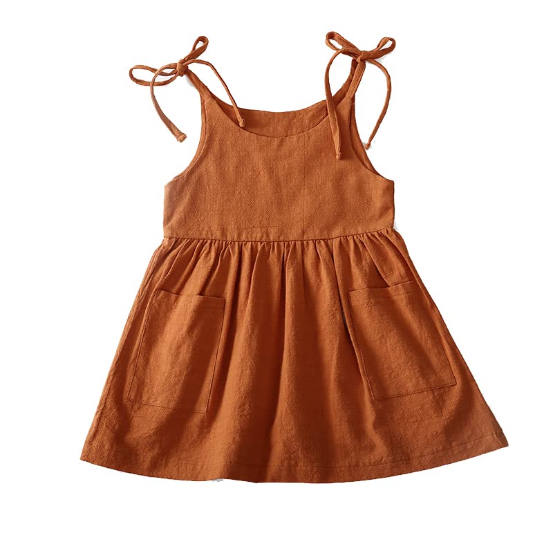 Summer Toddler Girl Dress - 100% Cotton Solid Color Kids Slip Dress with Pockets | Casual Playwear for Toddlers | Perfect for Outdoor Play, Beach Trips & Birthday Parties