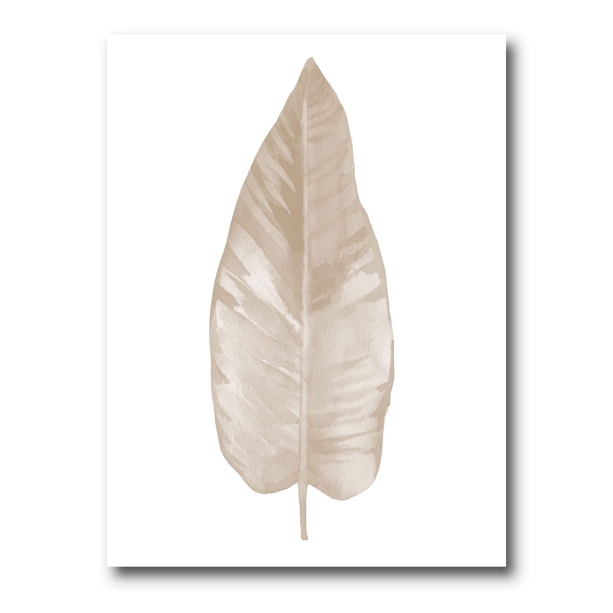 DesignQ Beige Dried Leaf Plant Traditional Canvas Wall Art - Handmade Home Decor for Living Room, Bedroom & Office