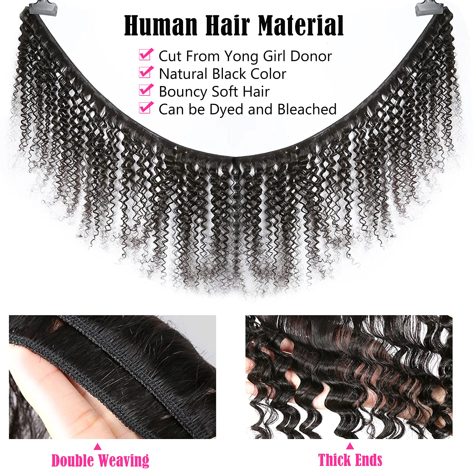 10A Brazilian Virgin Human Hair Bundles 18 20 22 Inch - Unprocessed Deep Wave 3 Bundles with Double Strong Weft for Natural Curly Look | Perfect for Protective Styles, Weaves, Wigs & Hair Extensions