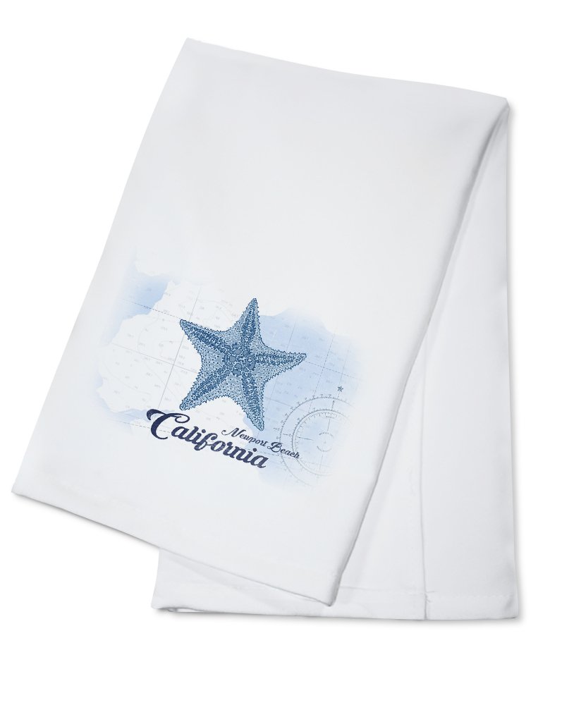 Newport Beach California Starfish Blue 100% Cotton Tea Towel - Decorative Hand Towel for Kitchen, Coastal Home Decor & Beach House Accessories