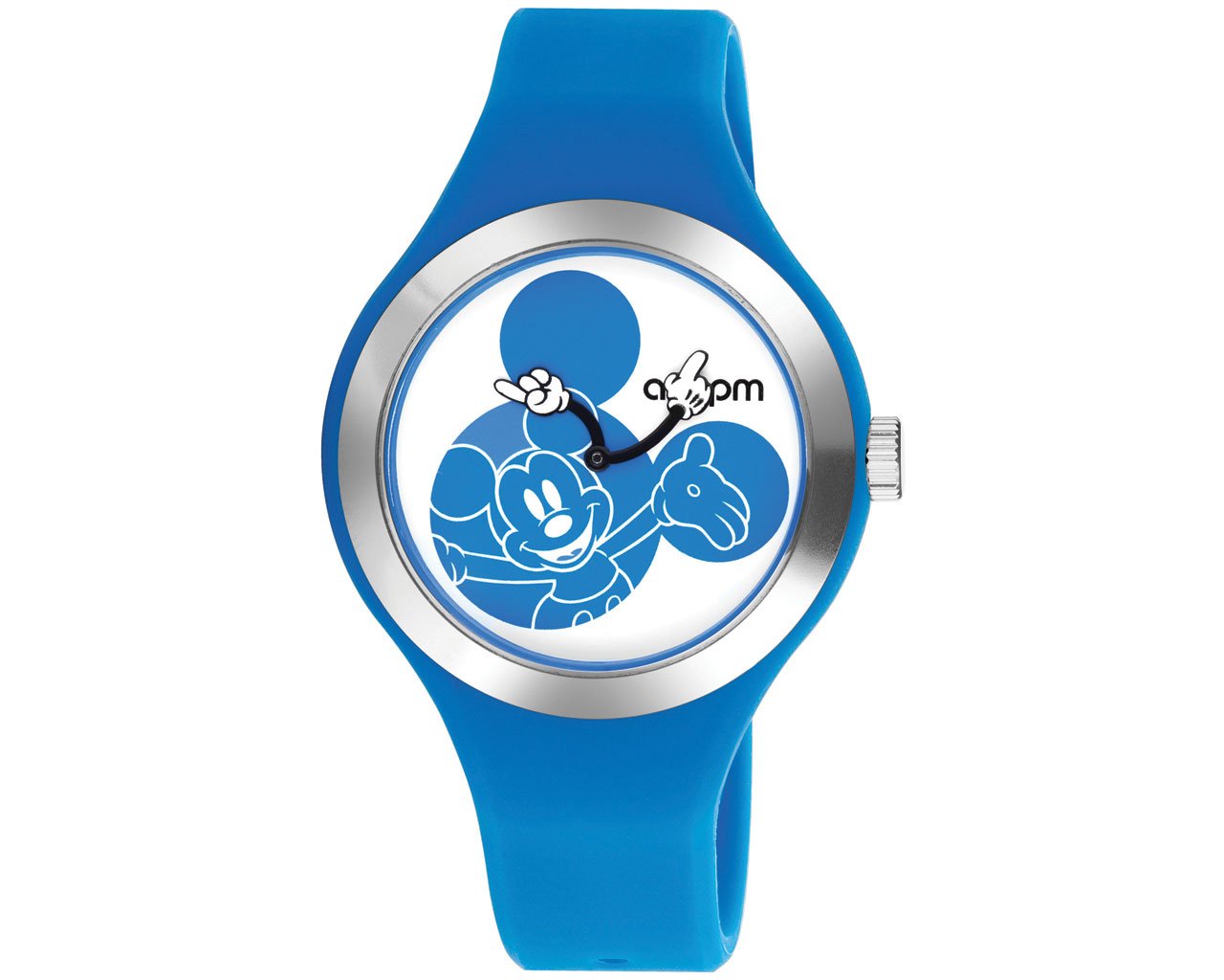 Disney AM:PM Mickey Mouse Unisex Watch - Light Blue Silicone Strap, Water Resistant, Casual & Dress Style for Men & Women #DP155-U350 | Perfect for Everyday Wear, Office, School & Gift Giving