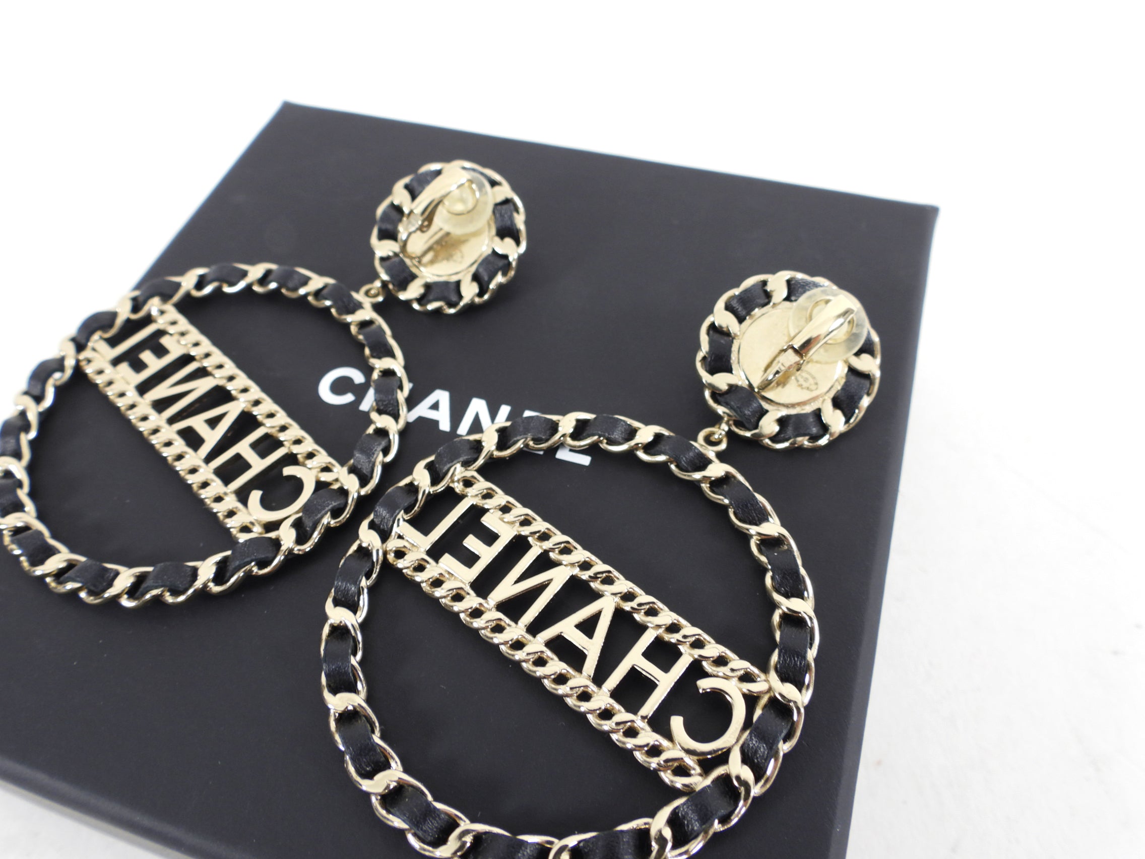 Chanel 2018 XL Braided Logo Runway Earrings - Luxury Fashion Jewelry for Women, Perfect for Parties, Weddings & Special Occasions
