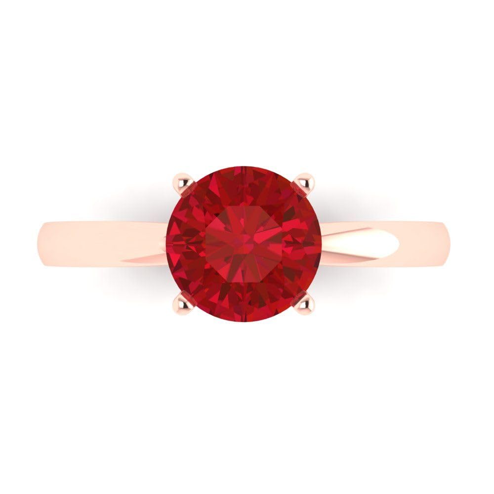 1.50 ct Round Cut Solitaire VVS1 Red Ruby Engagement Ring for Women - 14k Rose Gold Wedding, Bridal & Anniversary Jewelry Gift | Perfect for Proposals, Valentine's Day & Special Occasions