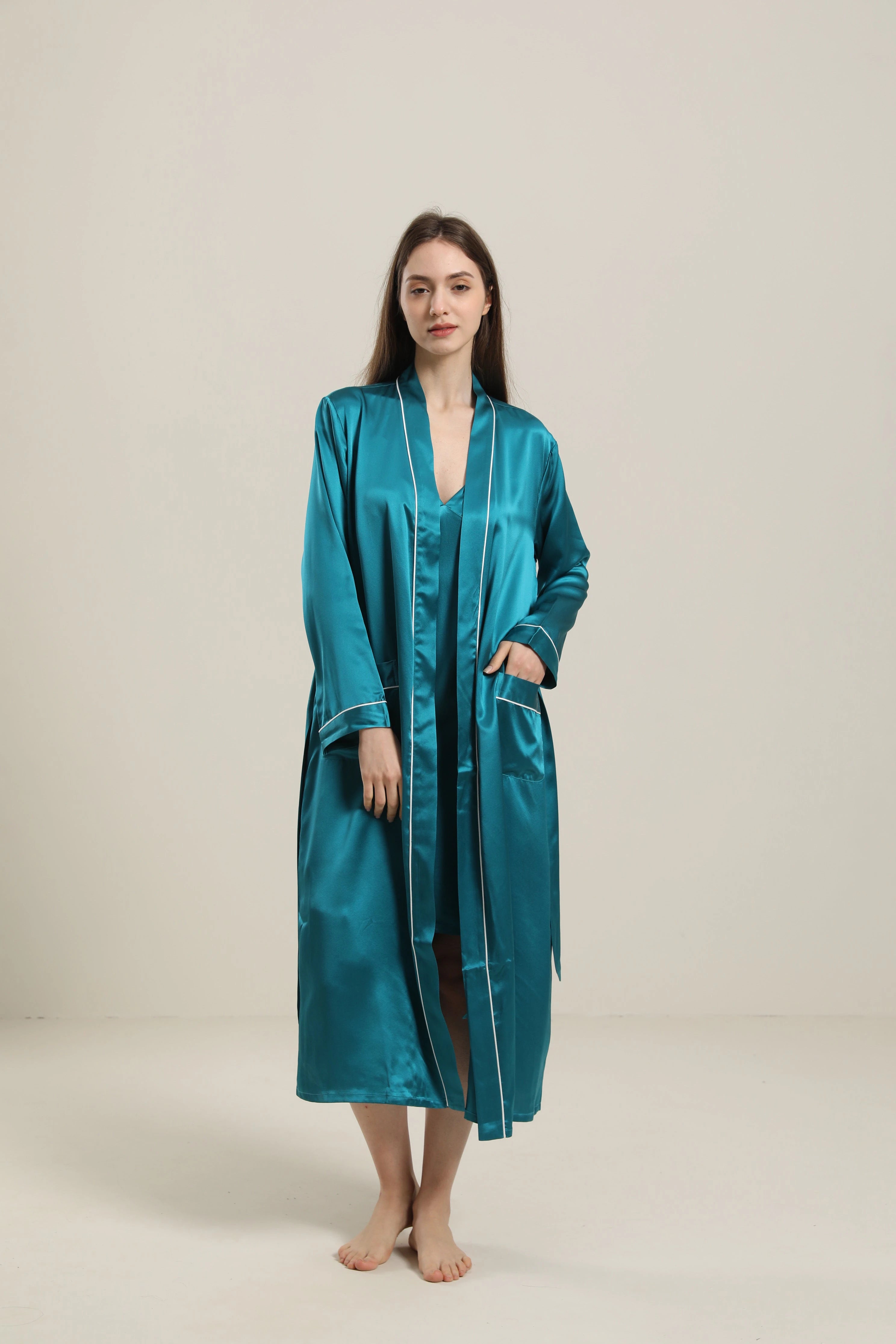 Luxury Washable Pure Color Silk Robe for Women - Soft & Comfortable Sleepwear, Loungewear & Spa Robe - Perfect for Relaxing at Home, Bridal Gifts & Hotel Bathrobes