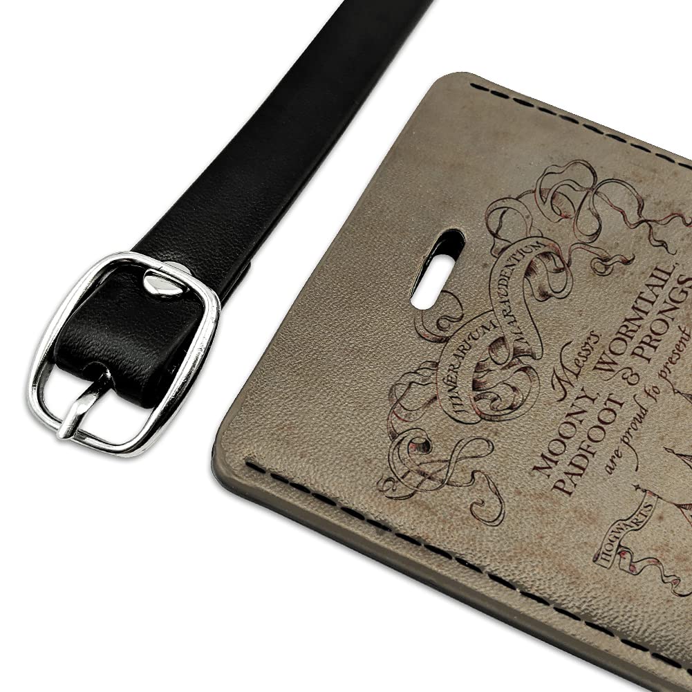 Harry Potter Marauders Map Leather Luggage Tag - Personalized Carry-On ID Tag for Suitcases & Bags - Perfect for Travel, Cosplay & Harry Potter Fans