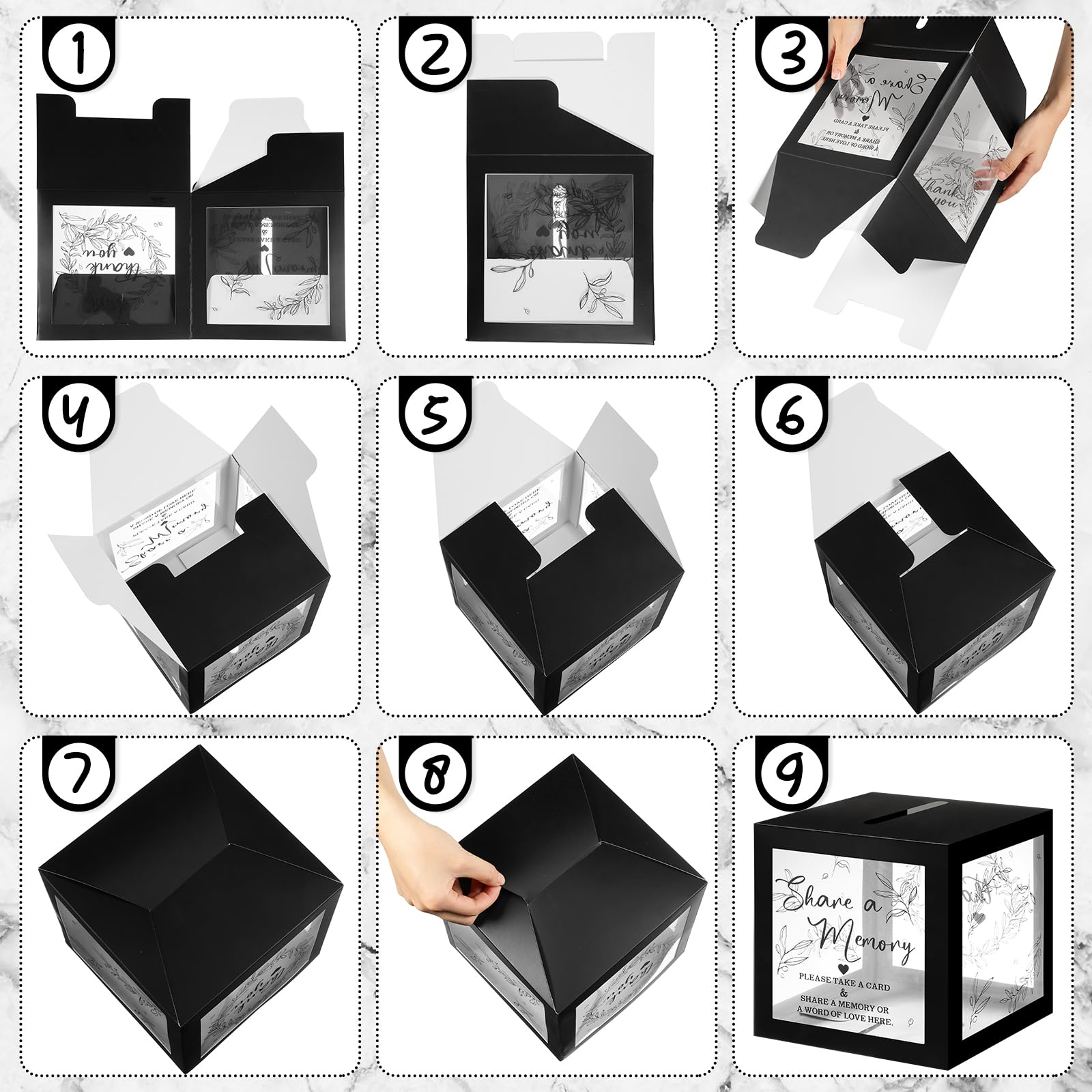 50 Pcs Greenery Memory Cards - Elegant Guest Book Alternative for Funerals, Weddings, Graduations, Bridal Showers, Birthdays & Anniversaries - Perfect for Collecting Cherished Memories (Black) - Great for Scrapbooking, Keepsake Boxes & Memorial Displays