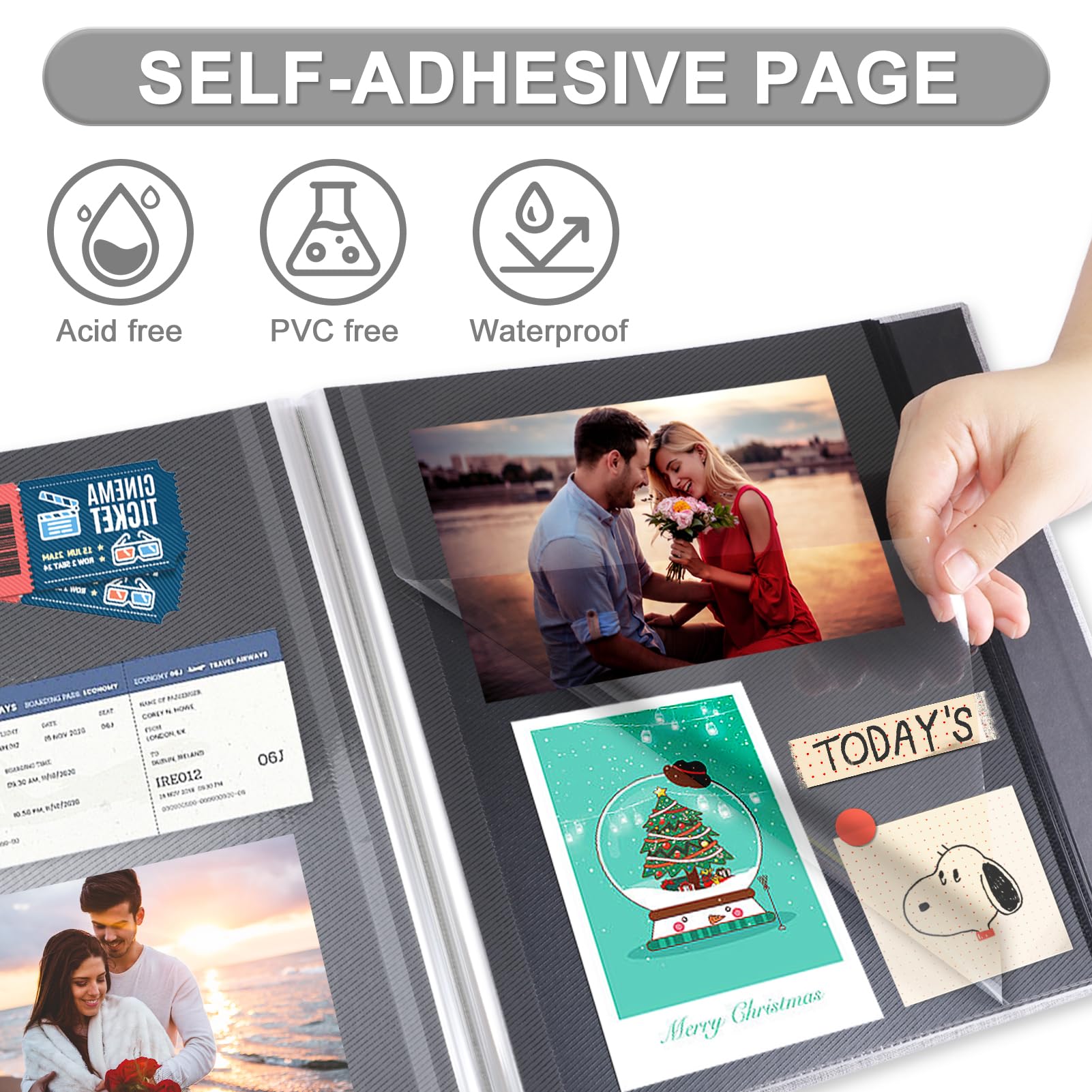 Self-Adhesive Magnetic Photo Album with Black Sticky Pages - Holds 4x6, 5x7 & 8x10 Photos | Includes Metallic Pen for Baby, Family & Wedding Memories | 60-Page Scrapbook in Grass Green (13.2x12.8 Inches) | Perfect for Preserving Cherished Moments and Creating Beautiful Keepsakes
