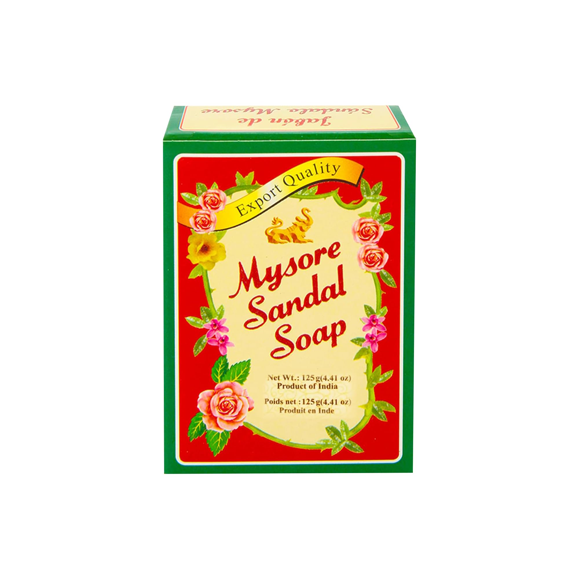 Mysore Sandal Soap 4.41 oz (125g) - Pack of 5 Natural Ayurvedic Soap Bars with Sandalwood Oil for Skin Care, Bath & Shower - Ideal for Daily Use, Gifts & Travel