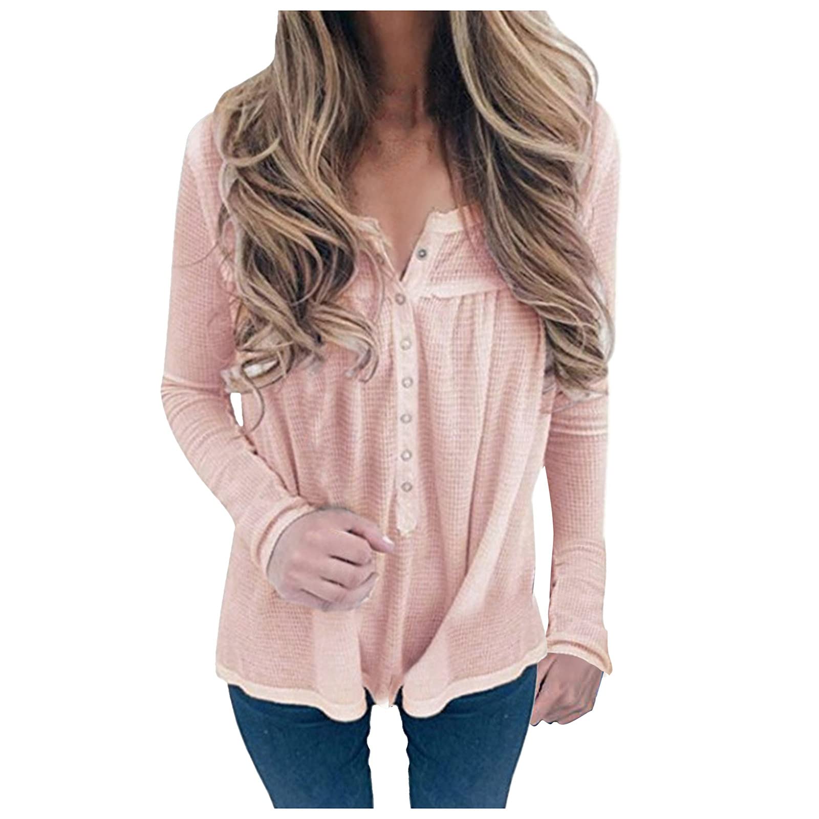 Women's V-Neck Long Sleeve Button Down Hoodie - Soft Casual Fall Blouse in Solid Colors | Perfect for Work, Weekend Outfits & Layering in Cool Weather