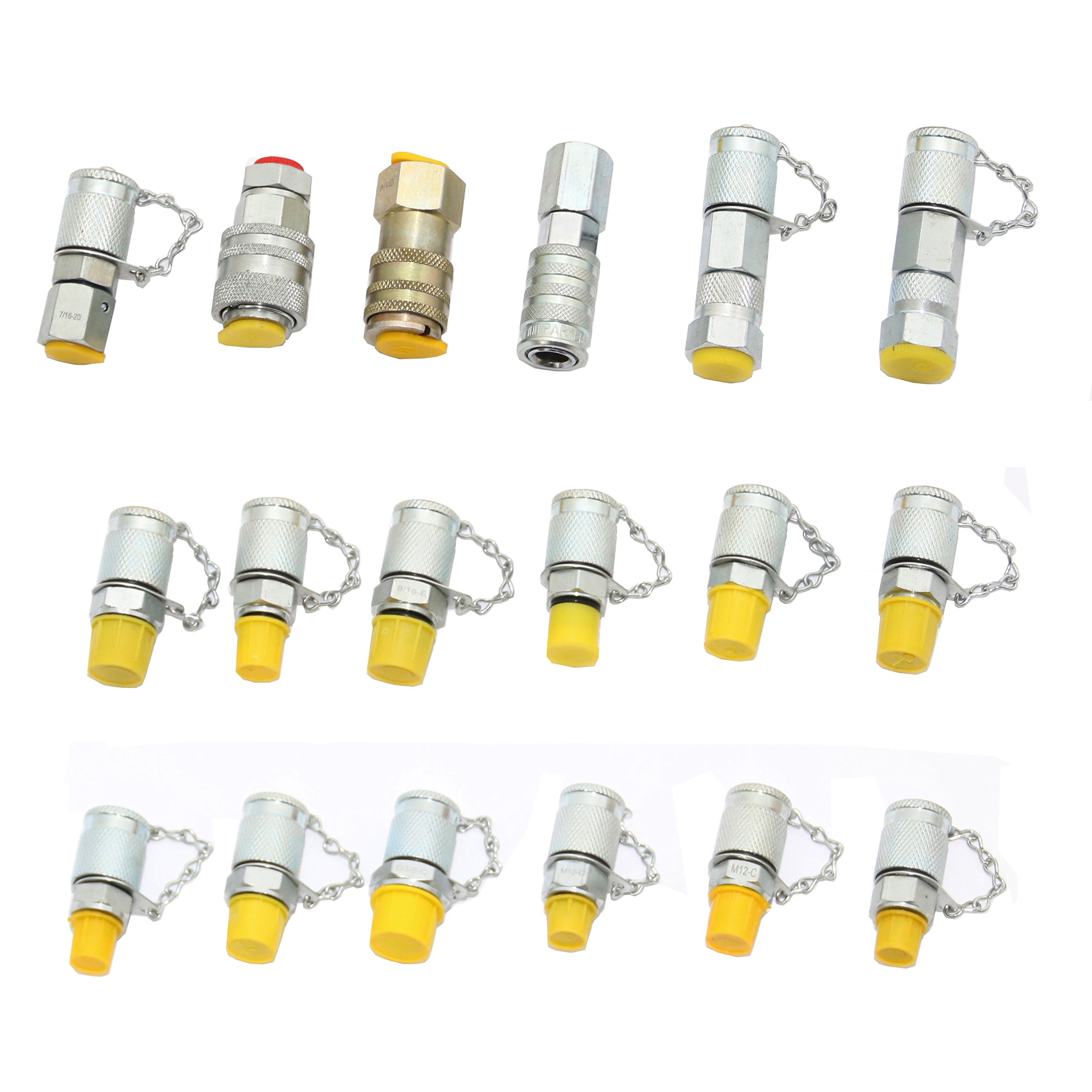 18 Pack Hydraulic Pressure Tester Coupling Kit - Quick Connect Couplings for Excavators & Construction Machinery | Compatible with USA Brand Equipment | Ideal for Hydraulic System Testing & Maintenance