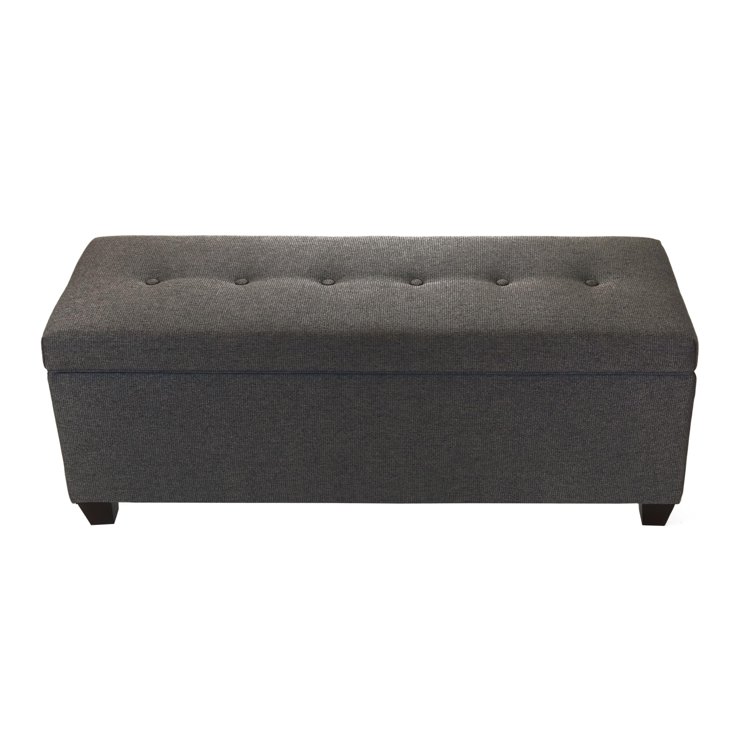 MJL Furniture Upholstered Shoe Storage Bench with Removable Cushion - Platinum Gray, Modern Entryway Bench for Hallway, Living Room & Bedroom Organization