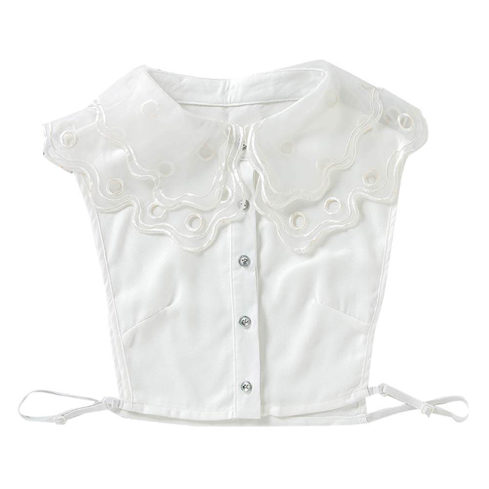Detachable Fake Collar for Women - Embroidered Half Shirt Blouse Dickies Style | Perfect for Office Wear, Cosplay & Fashion Layering