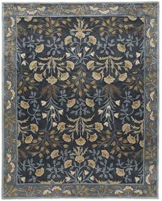 Handmade Blue Adeline Traditional Persian Oriental Wool Area Rug - Floral Multi Design 8x5 ft - Perfect for Living Room, Bedroom & Home Decor