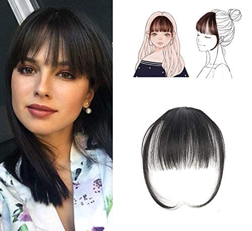 TREXEE Clip-On Hair Bangs | Natural Front Hair Fringe Extension | Women & Girls Wig Band Headband | Perfect for Cosplay, Costume Parties & Everyday Styling