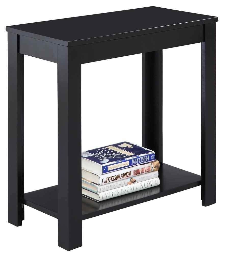 24 Inch Black Hardwood Side Table for Living Room - Modern End Table with Sturdy Construction for Sofa, Bedside & Office Use