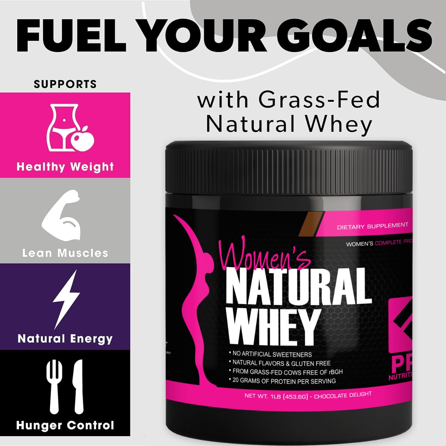 Grass-Fed Whey Protein Powder for Women - Low Carb, Gluten Free, Hormone Free - Chocolate Delight Flavor (1 Lb) | Supports Lean Muscle Growth & Recovery - Perfect for Post-Workout Shakes, Smoothies and Healthy Breakfasts
